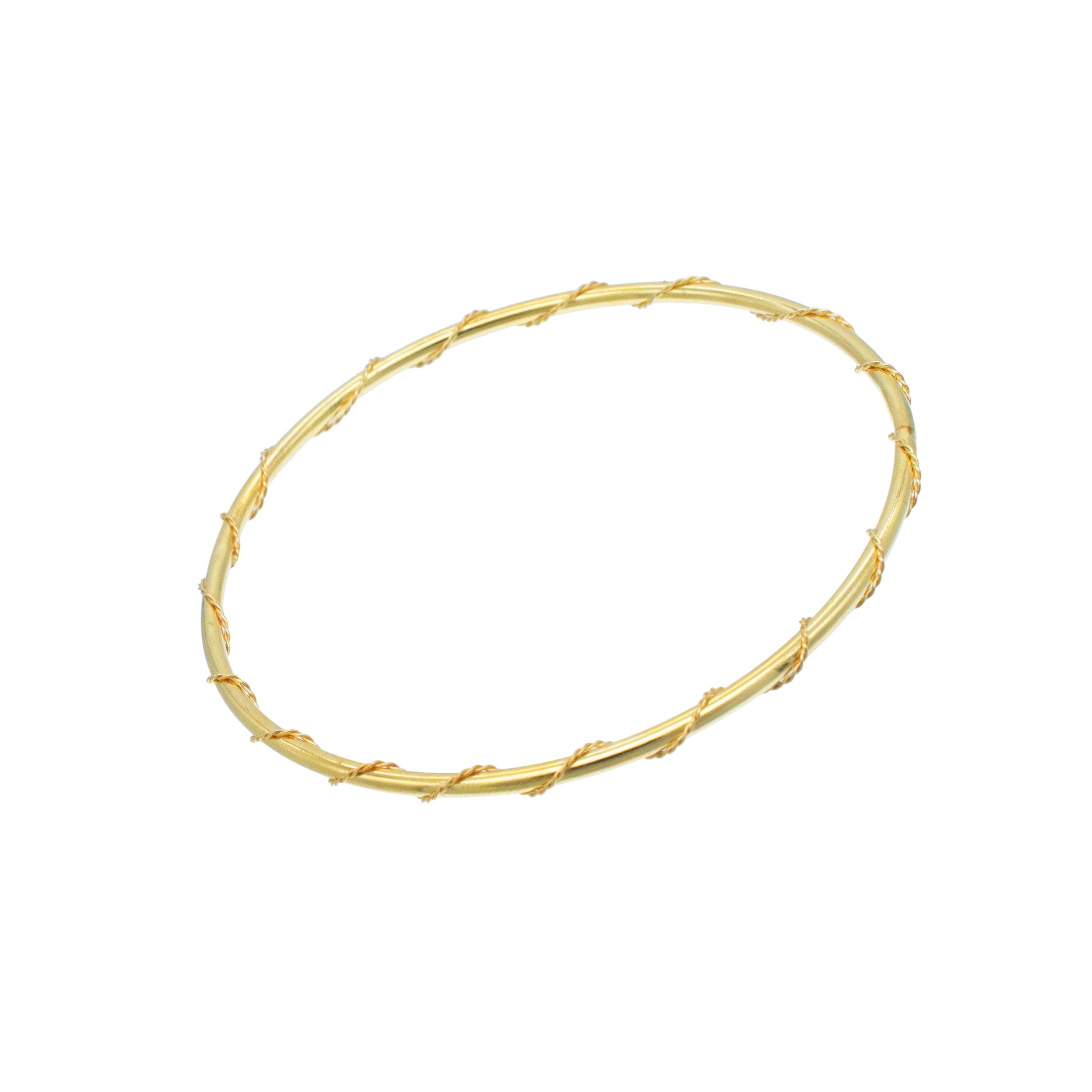 14k Yellow Gold Twist Wire Bangle Bracelet
