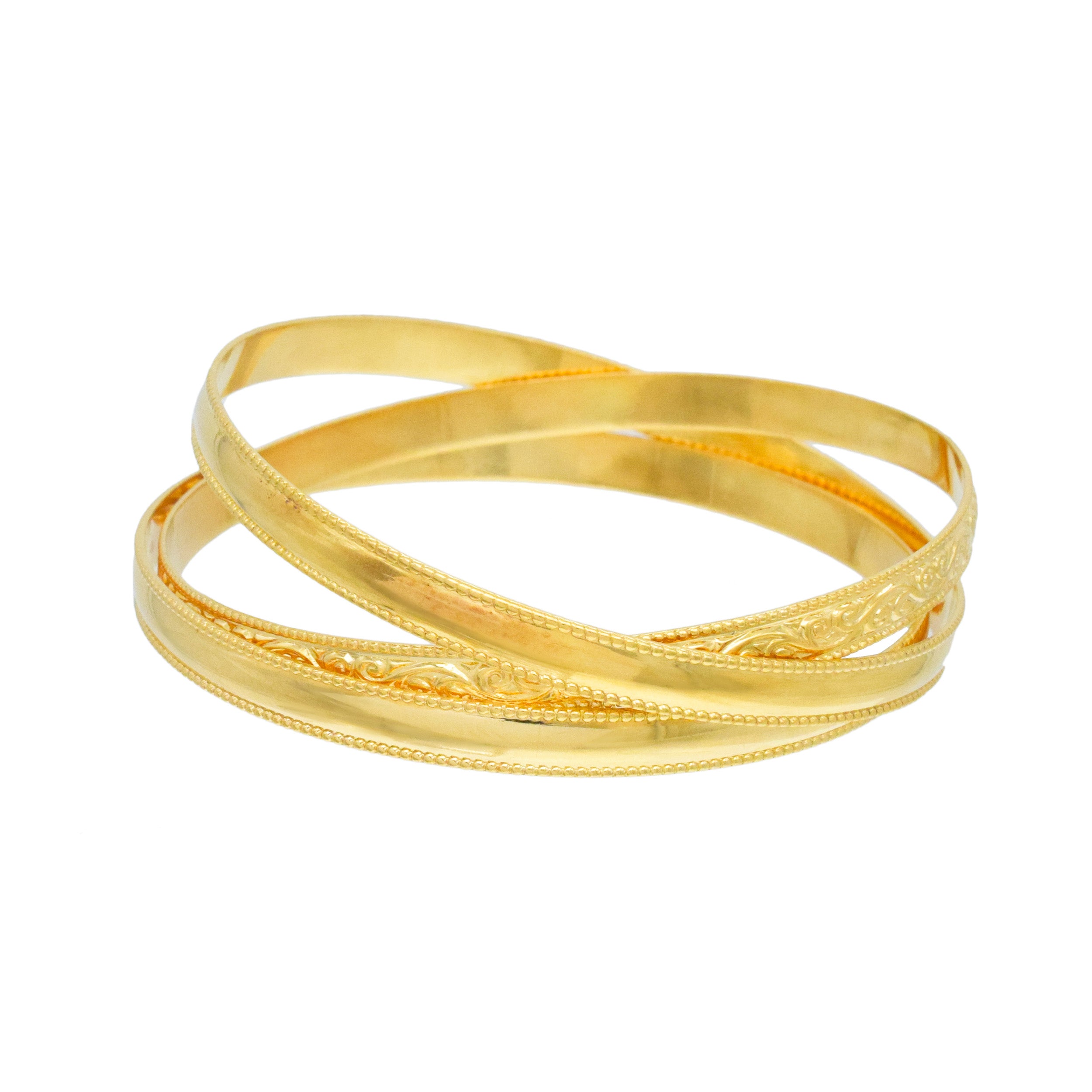 Set Of Three 18k Yellow Gold Bangle Bracelets