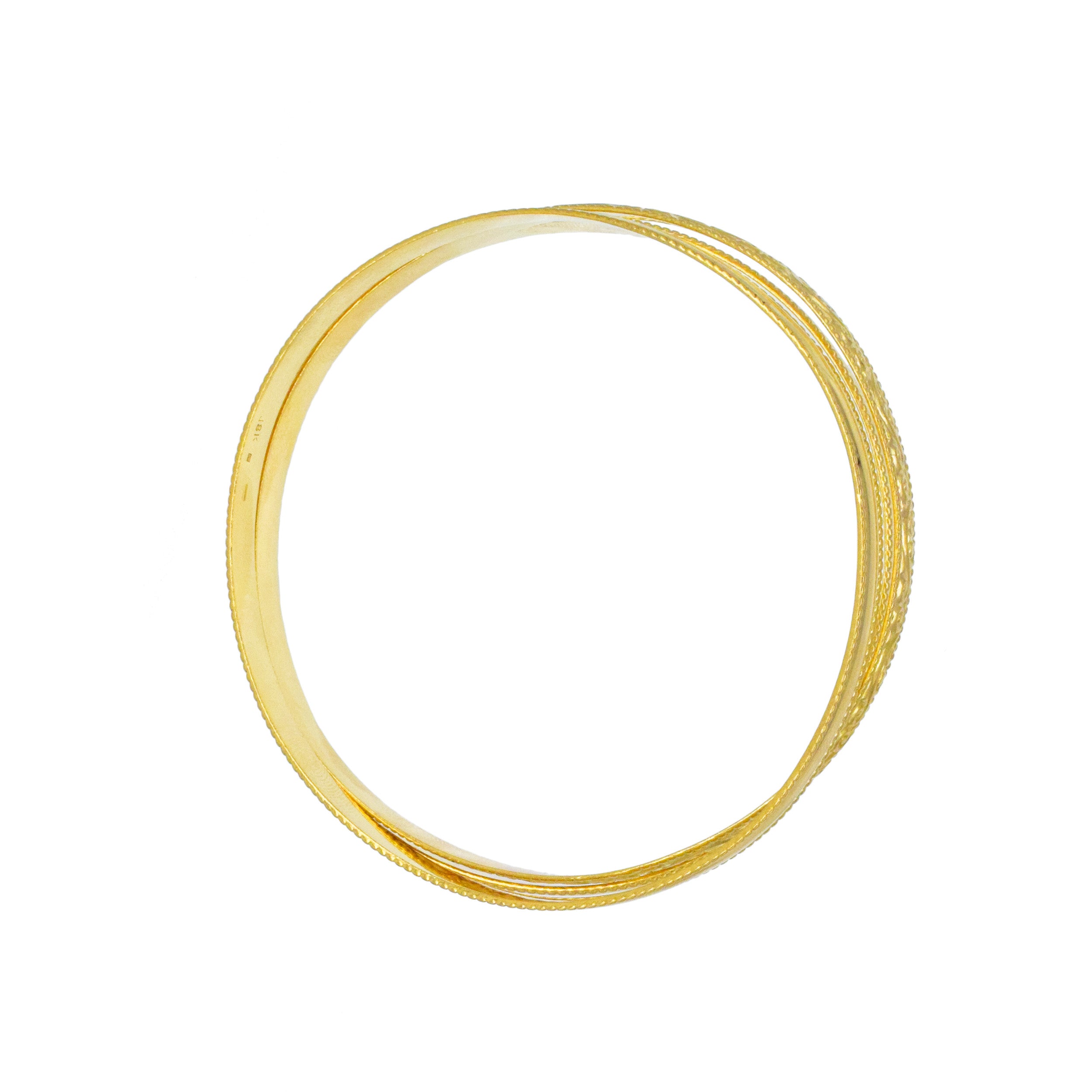 Set Of Three 18k Yellow Gold Bangle Bracelets