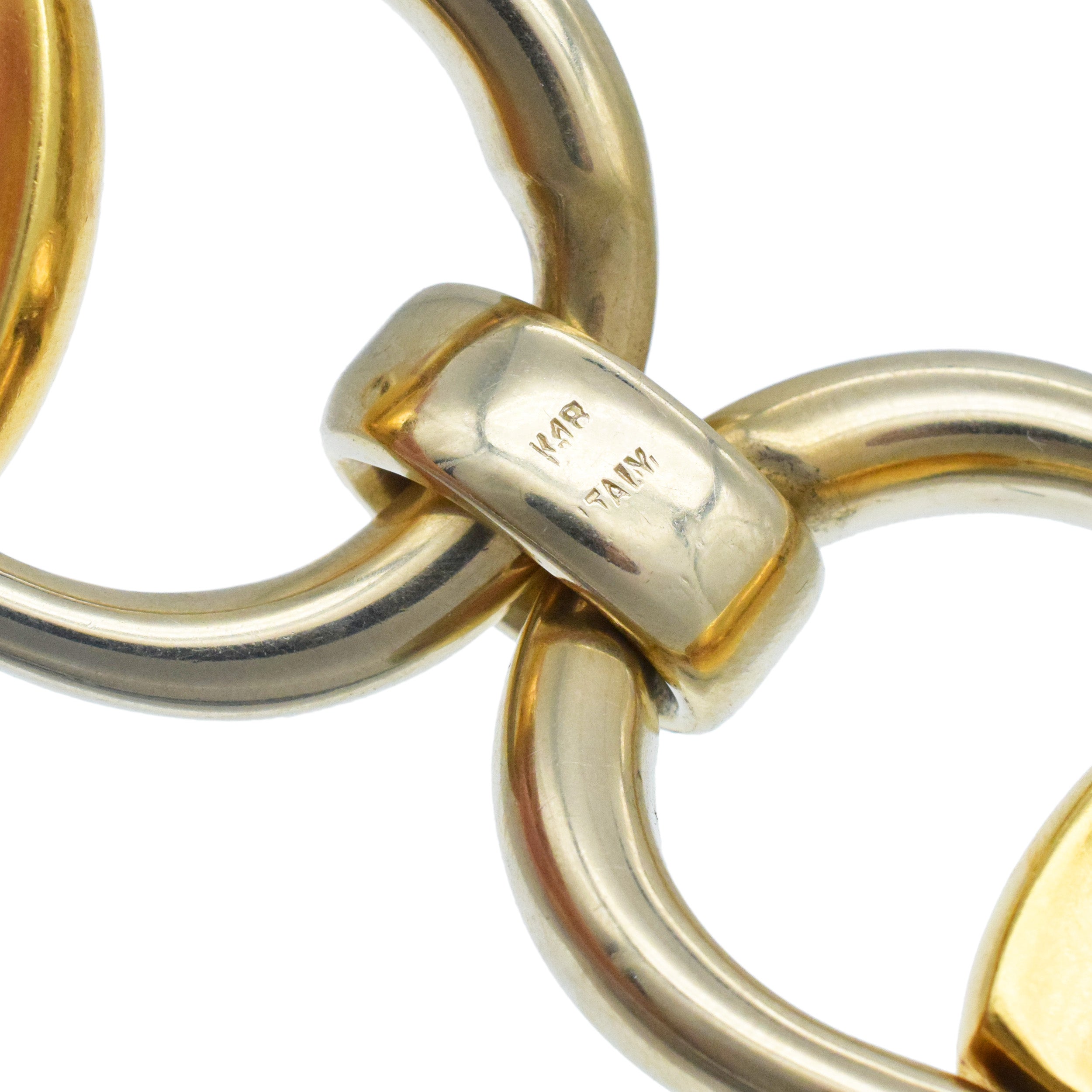 18k Two Tone Gold Stirrup Link Statement Bracelet
