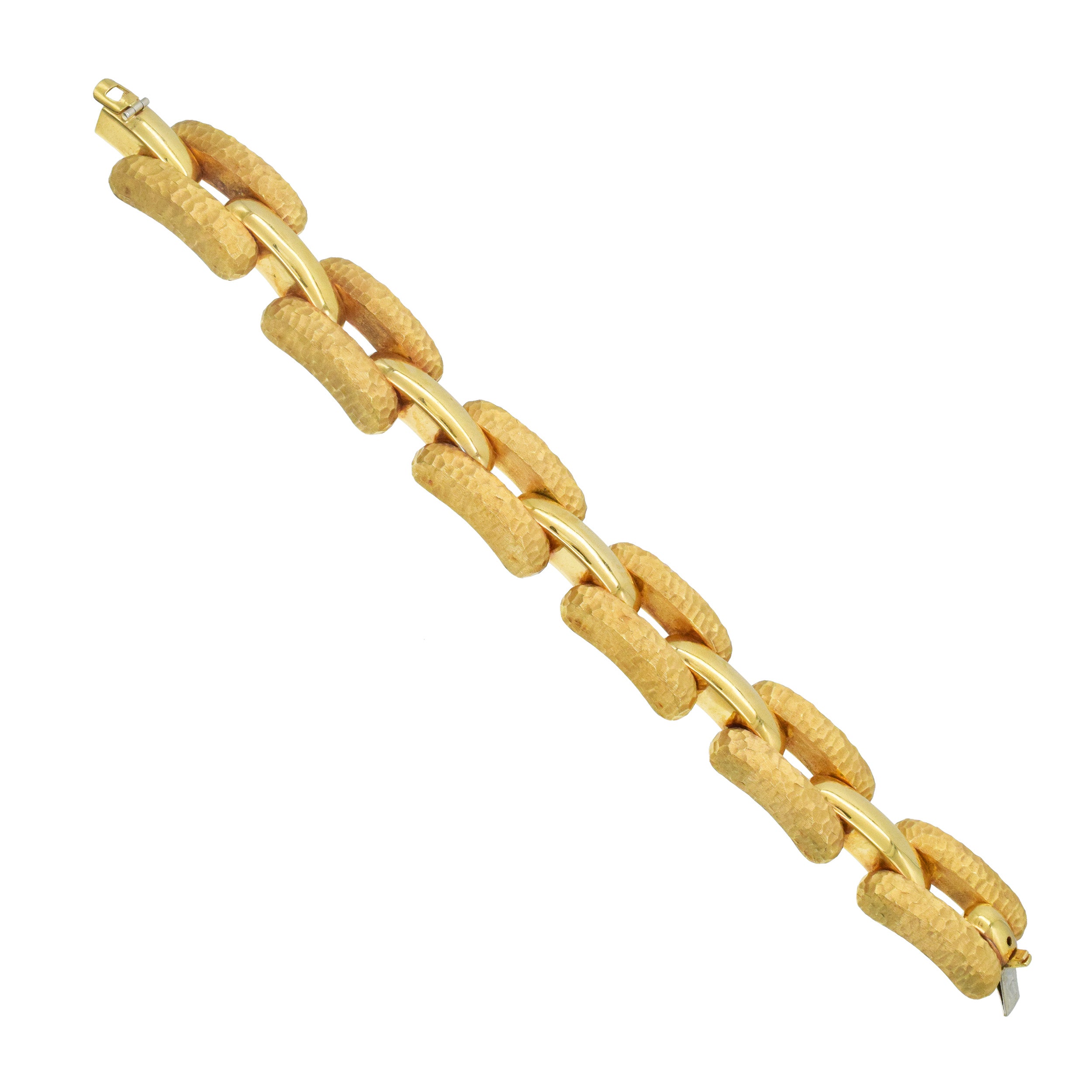 Nicolis Cola Three Row Hammered And Polished Gold Bracelet In 18k Yellow Gold
