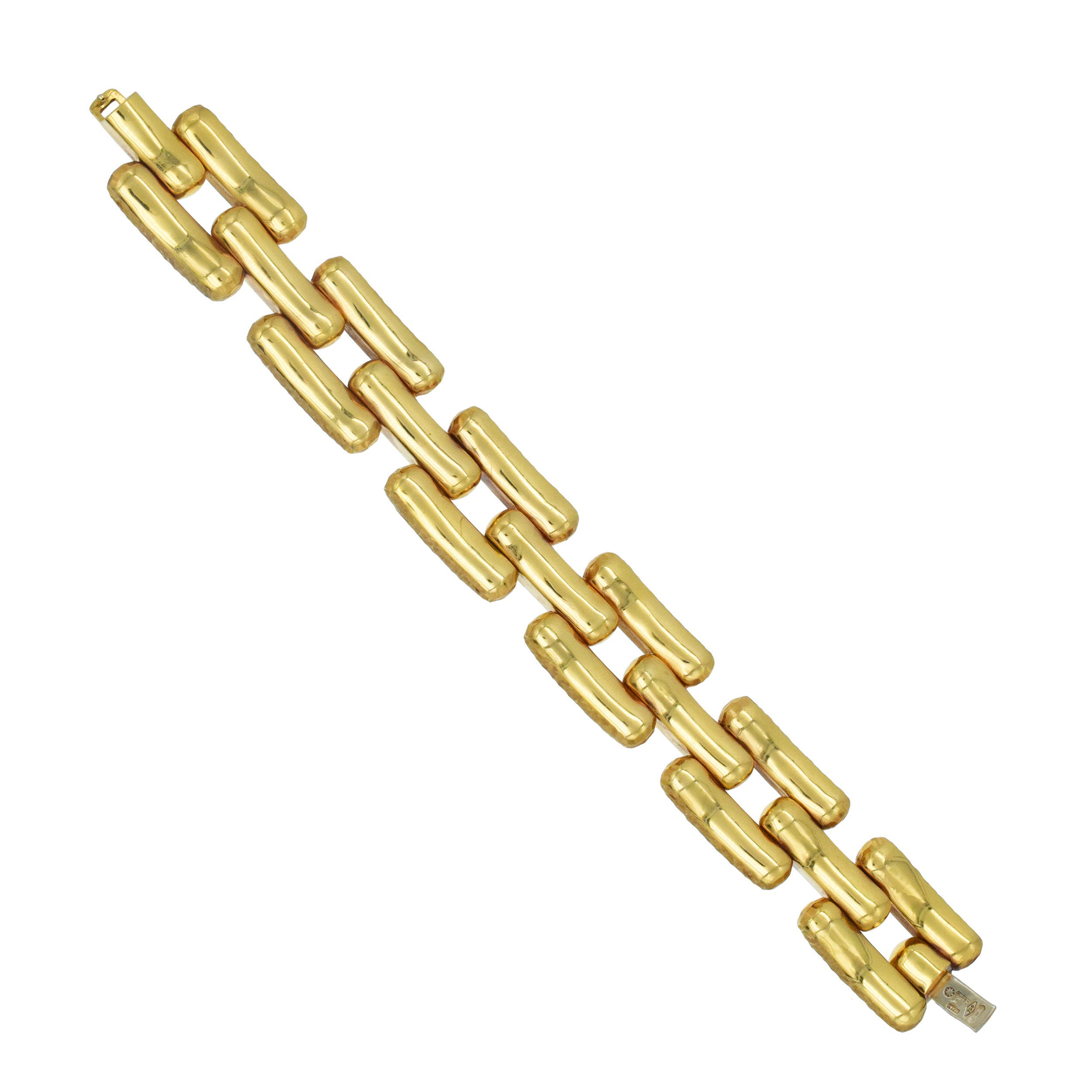 Nicolis Cola Three Row Hammered And Polished Gold Bracelet In 18k Yellow Gold