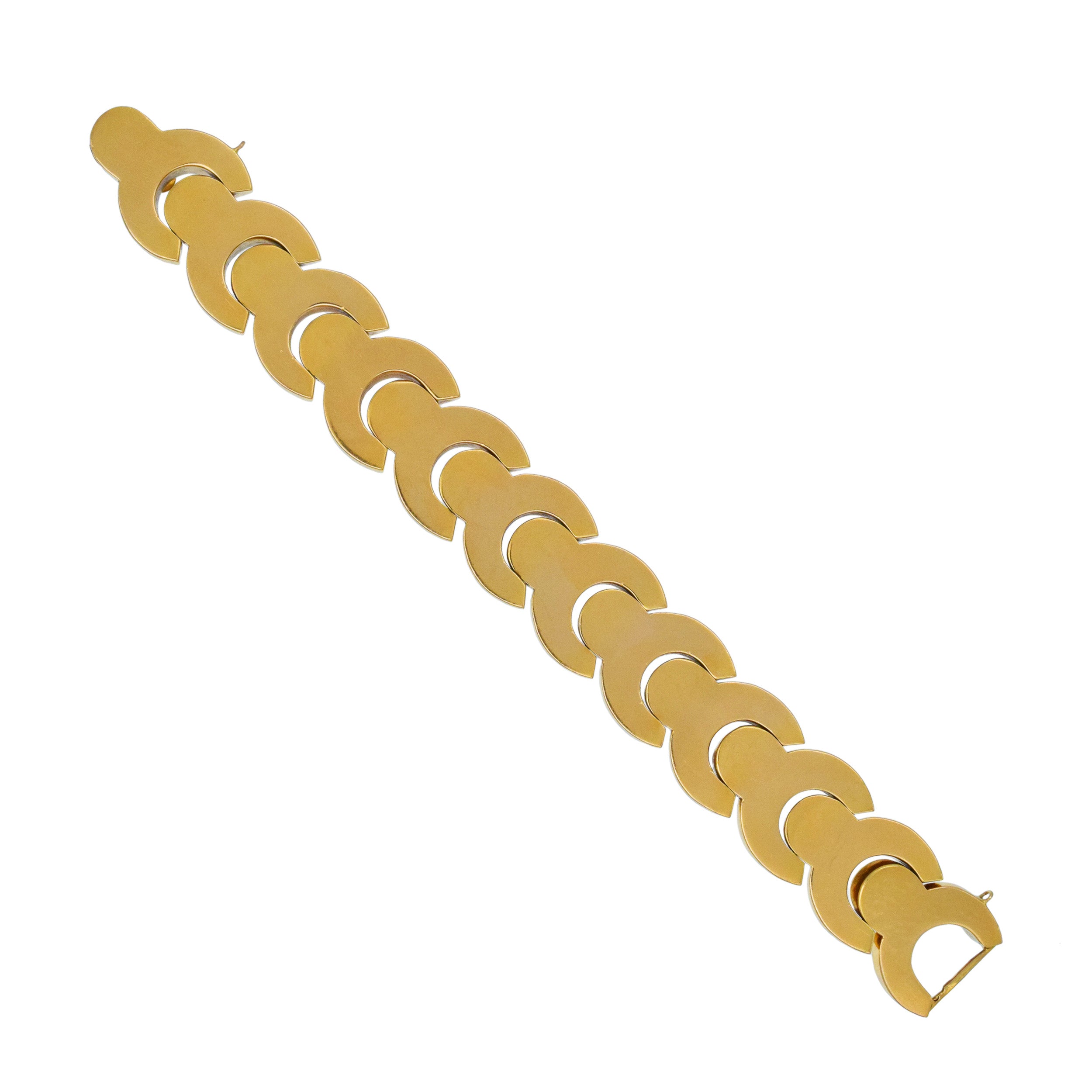 1940's Fancy Shape Dome Link Bracelet In 18k Yellow Gold
