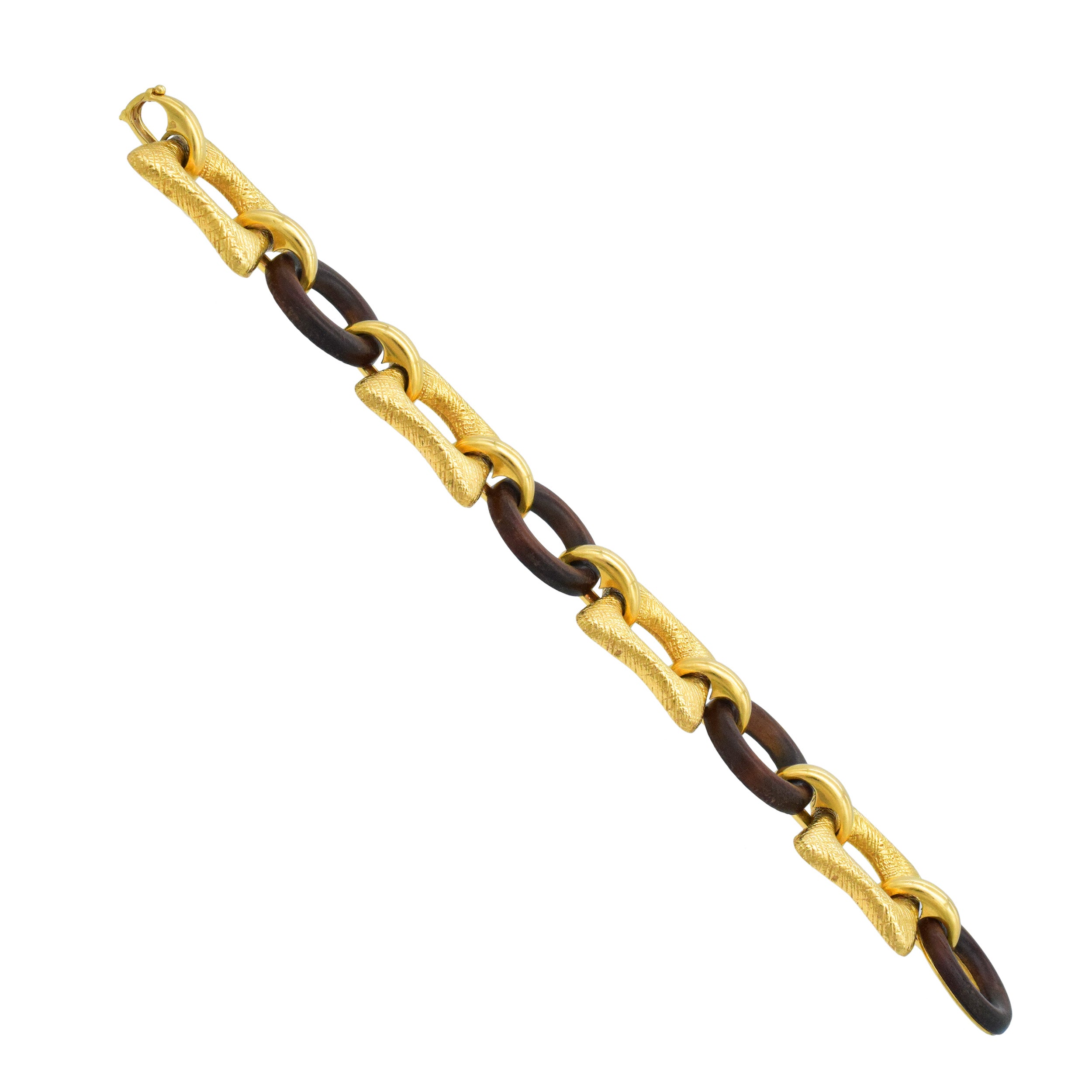 Van Cleef & Arpels Wood And Textured 18k Yellow Gold Bracelet