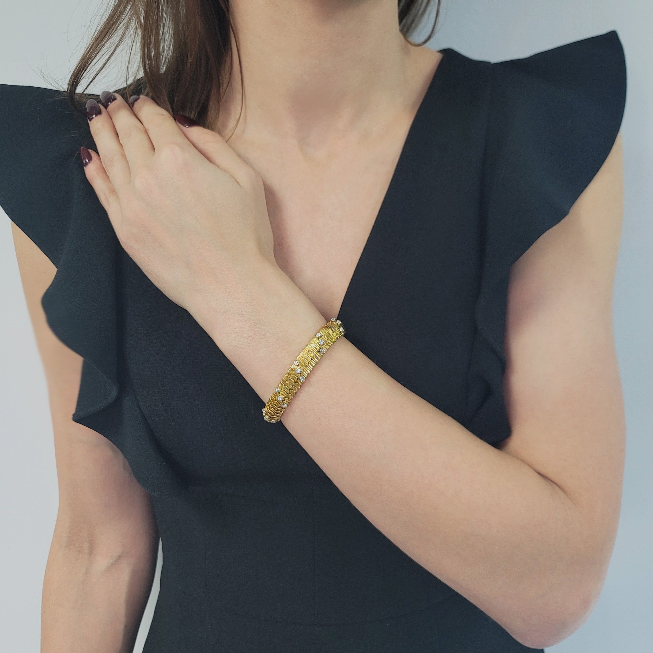 18k Yellow Gold And Diamond Dragon Scales Bracelet