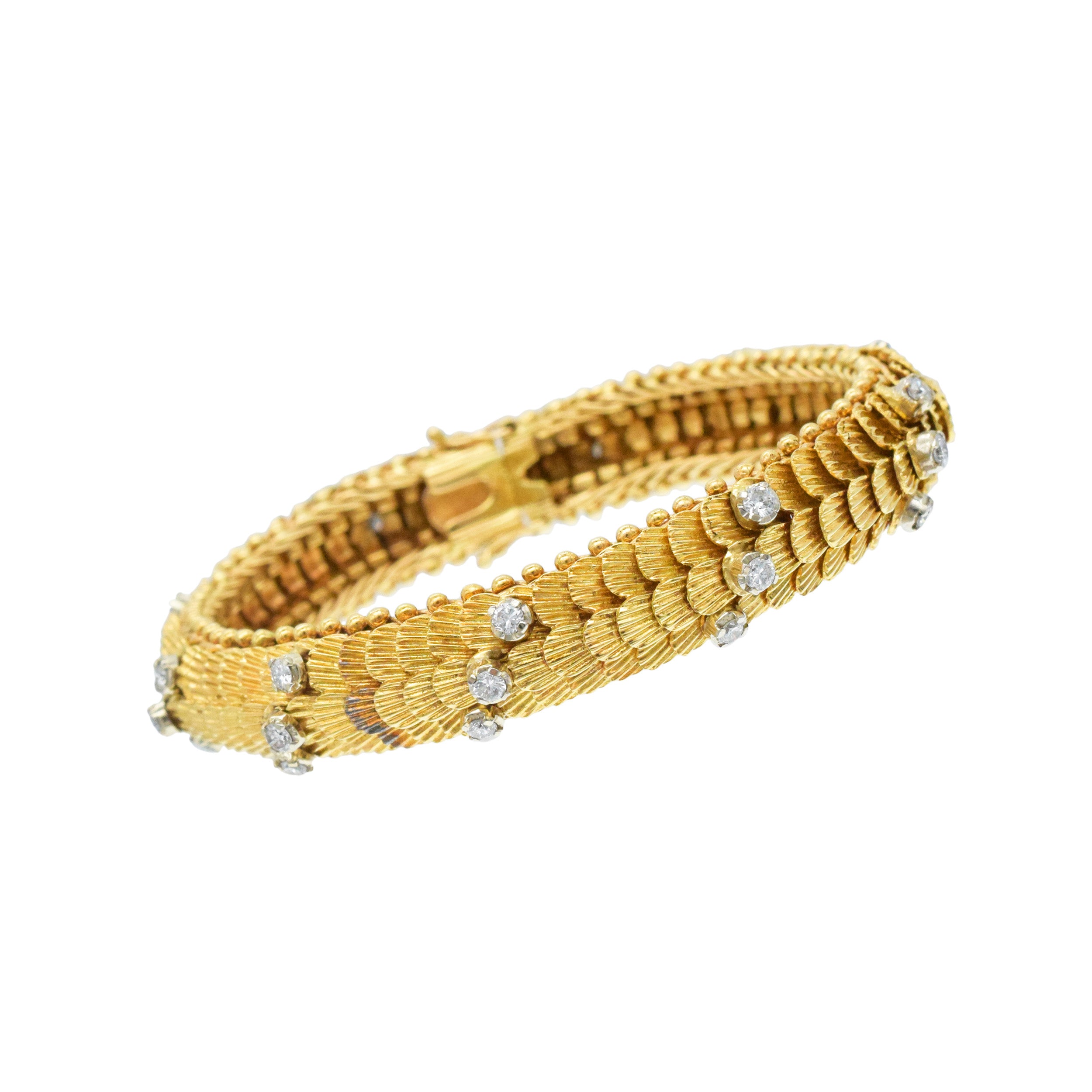 18k Yellow Gold And Diamond Dragon Scales Bracelet