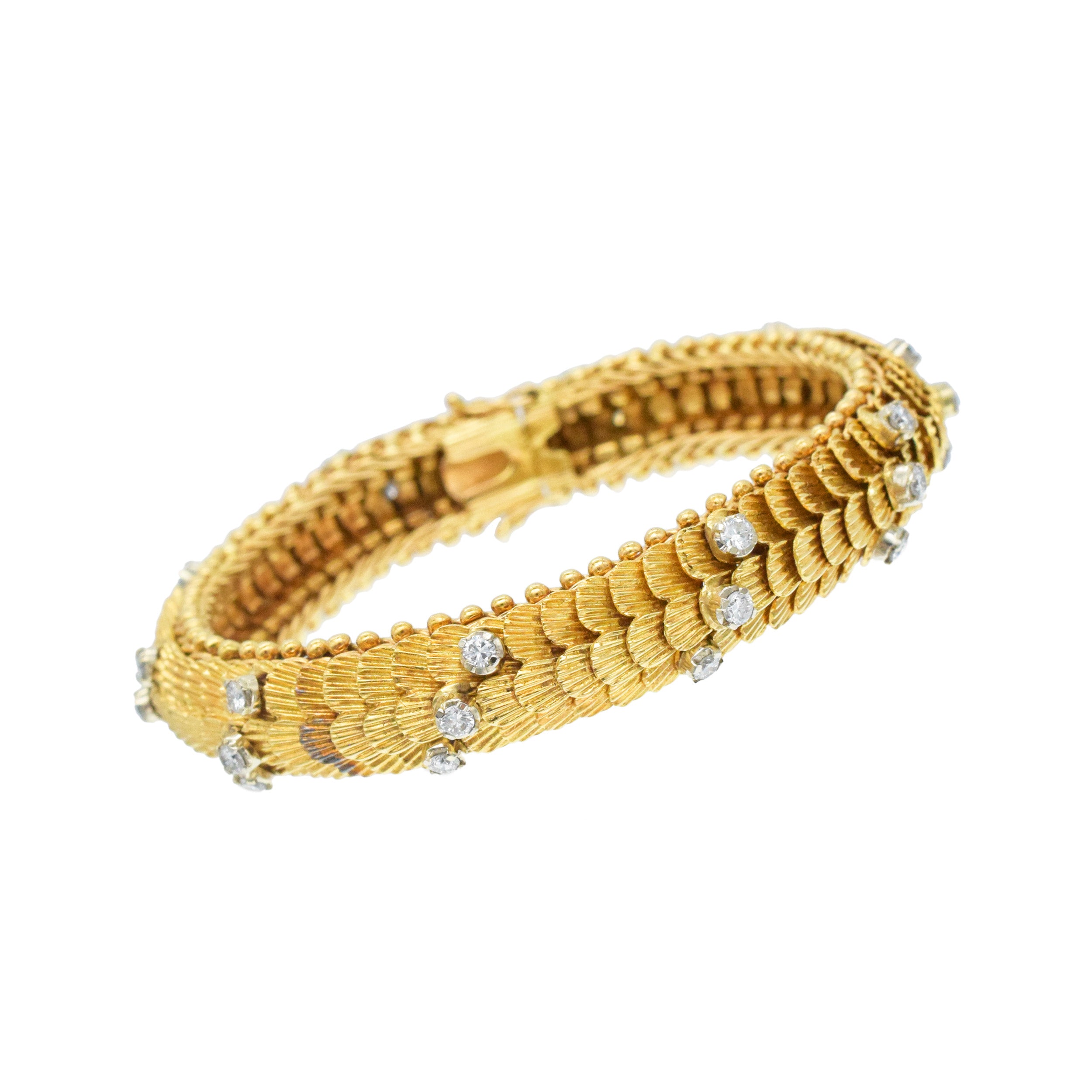 18k Yellow Gold And Diamond Dragon Scales Bracelet