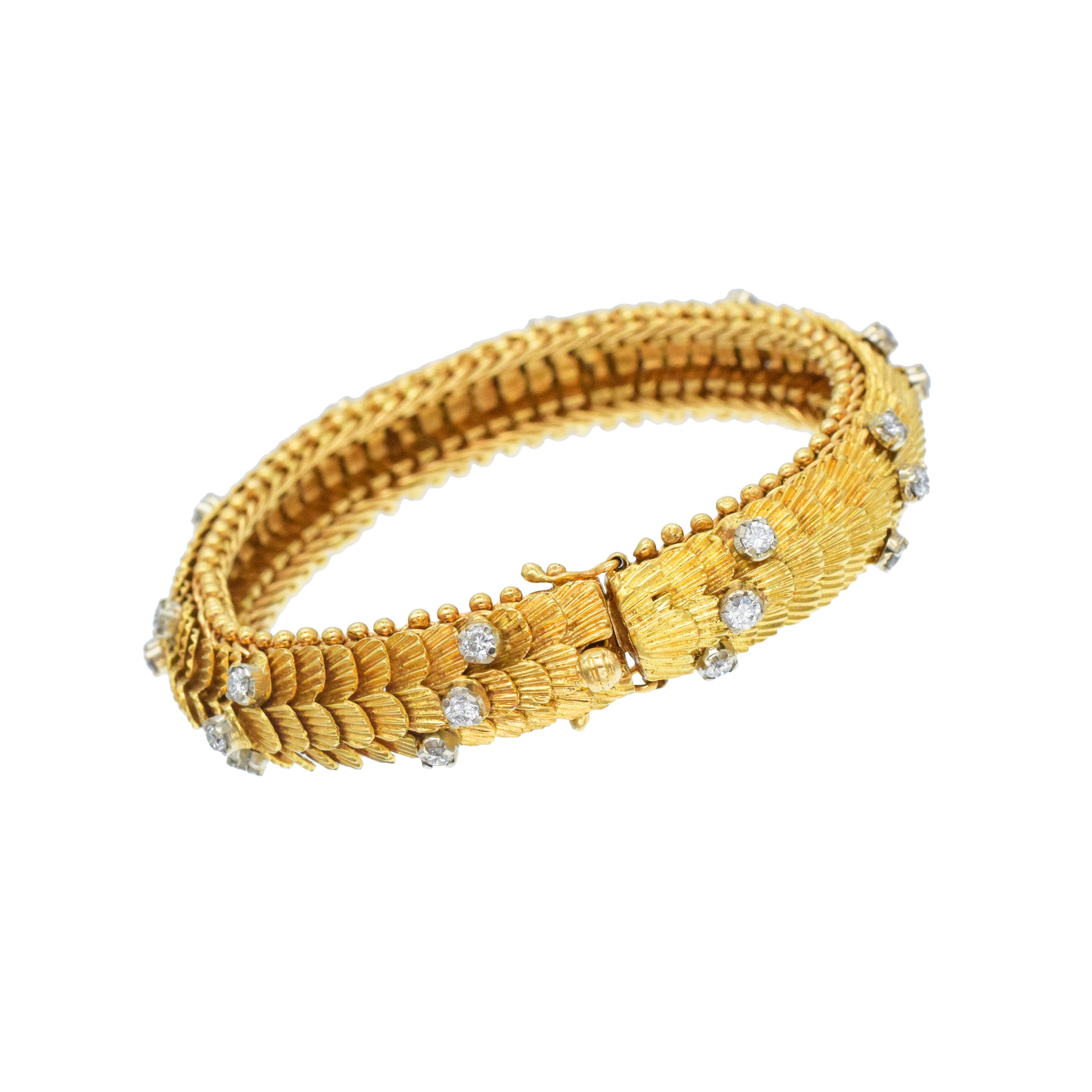 18k Yellow Gold And Diamond Dragon Scales Bracelet