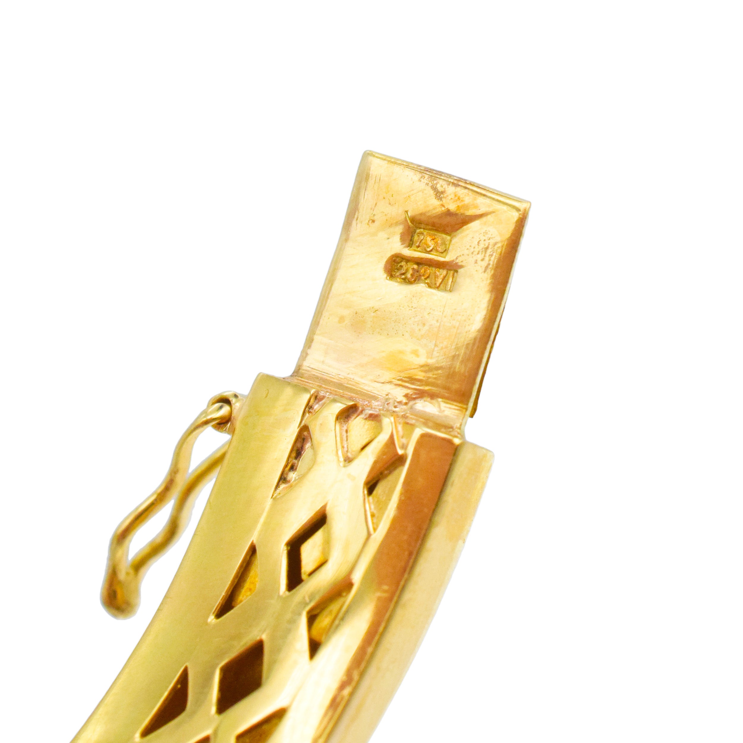 18k Yellow Gold And Ruby Hinged Bangle Bracelet
