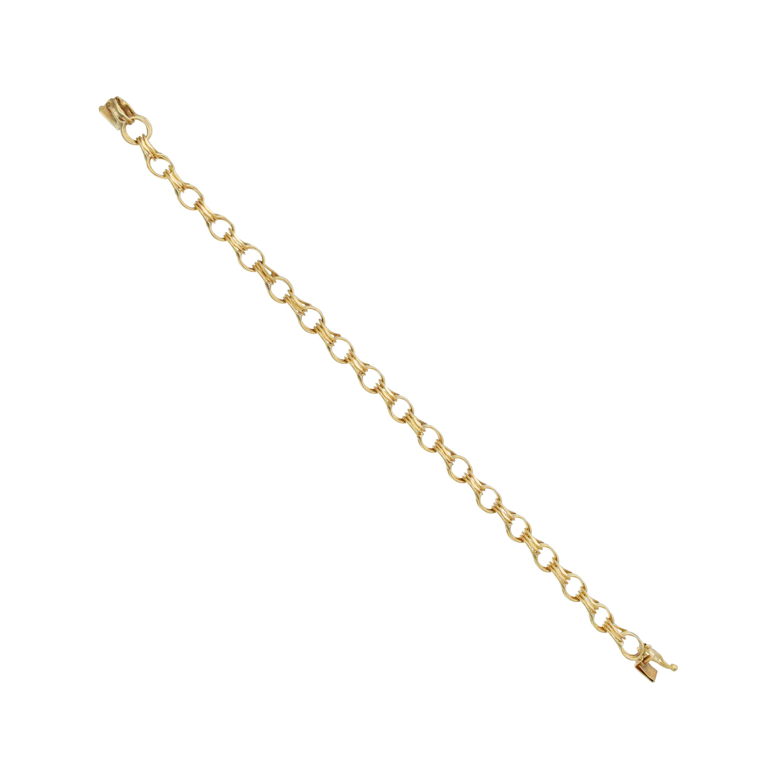 14k Yellow Gold Triple Link Charm Bracelet