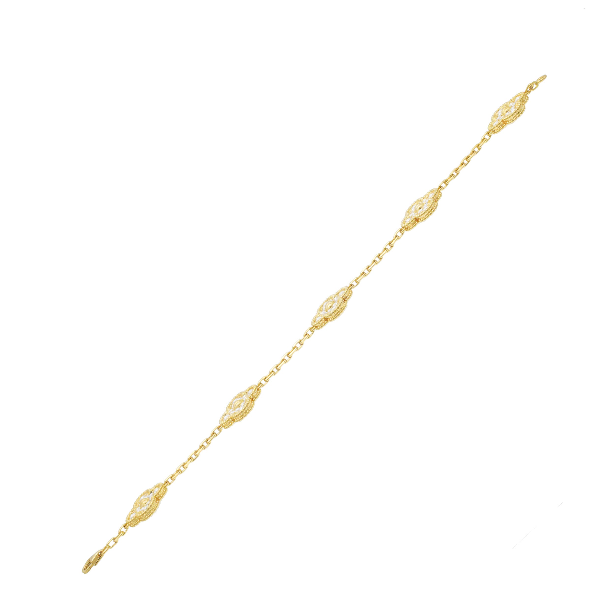 Van Cleef & Arpels Diamond Vintage Alhambra Bracelet In 18k Yellow Gold