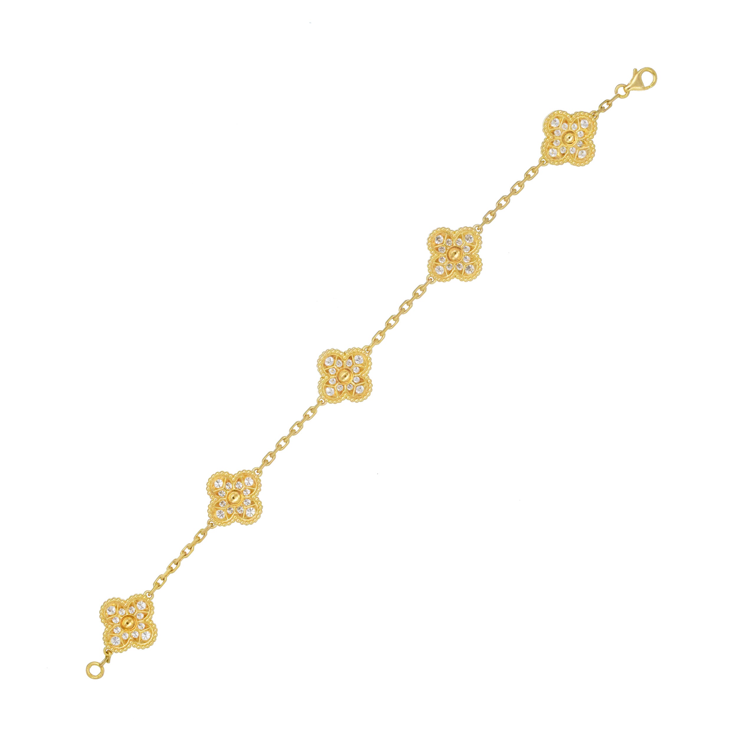 Van Cleef & Arpels Diamond Vintage Alhambra Bracelet In 18k Yellow Gold