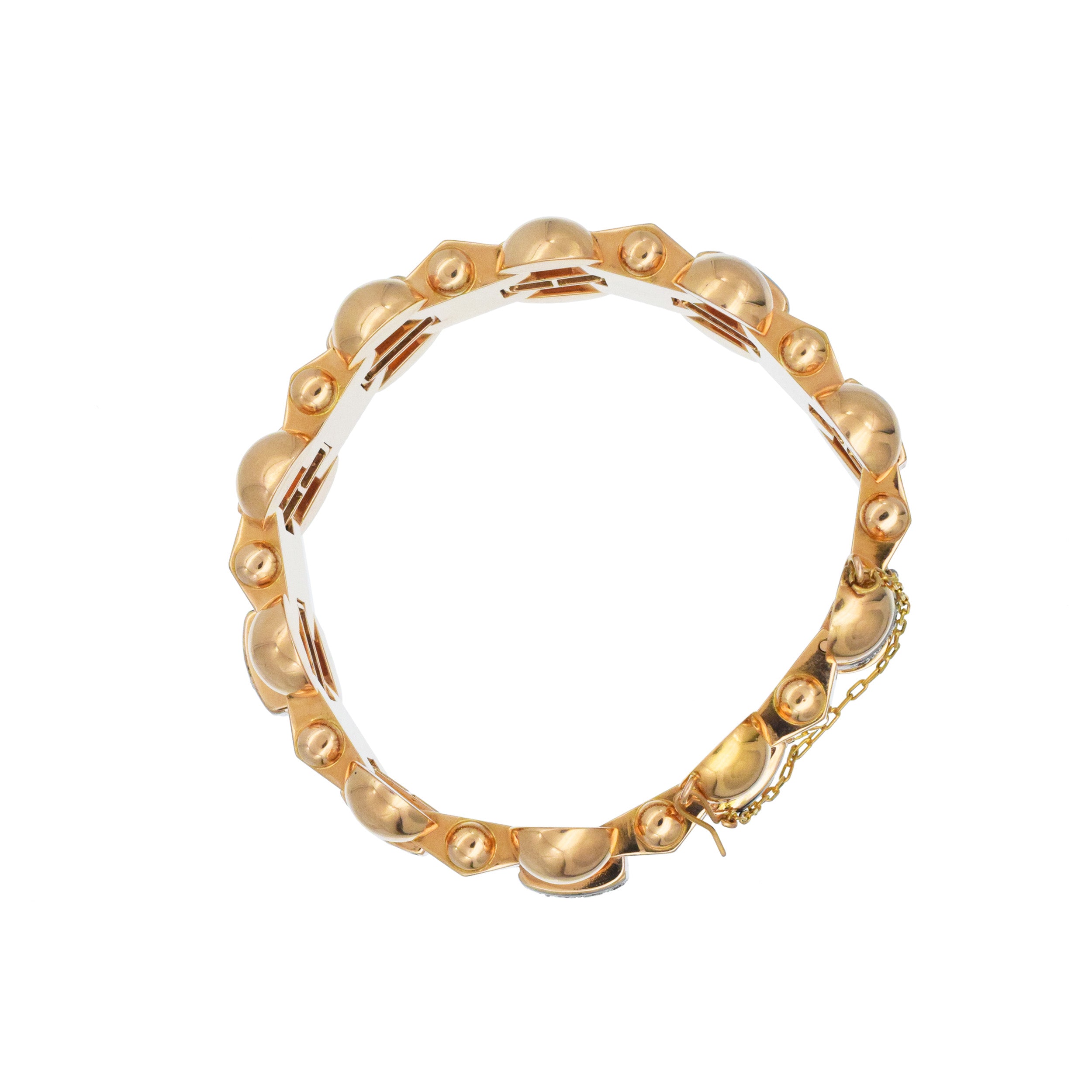 Retro Diamond And Onyx Statement Bracelet In 18k Rose Gold