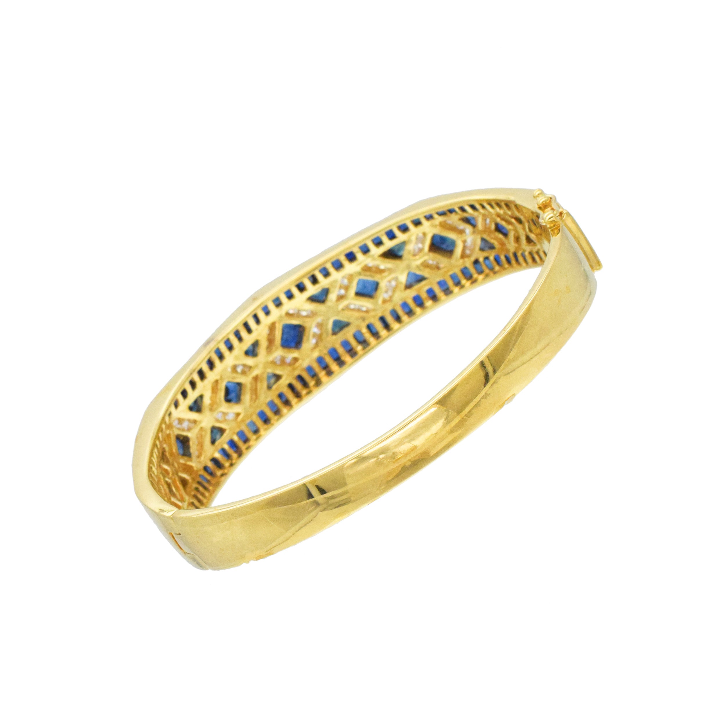 Levian Sapphire And Diamond Bangle Bracelet In 18k Yellow Gold