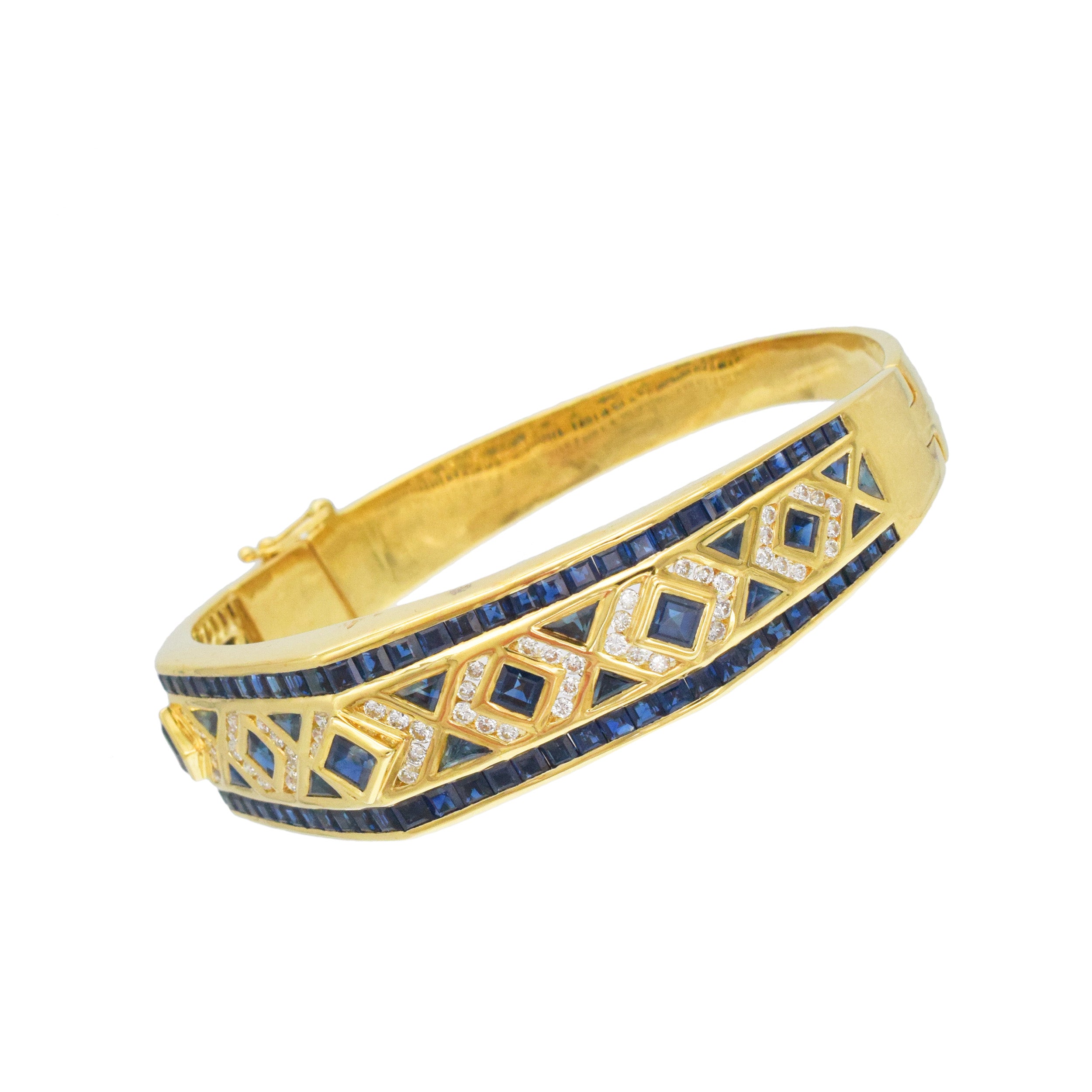 Levian Sapphire And Diamond Bangle Bracelet In 18k Yellow Gold