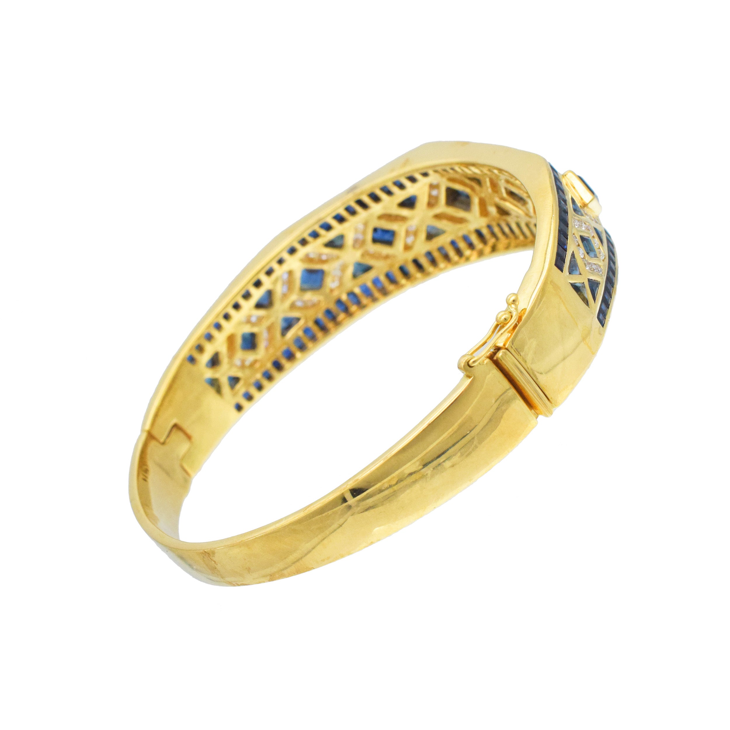 Levian Sapphire And Diamond Bangle Bracelet In 18k Yellow Gold