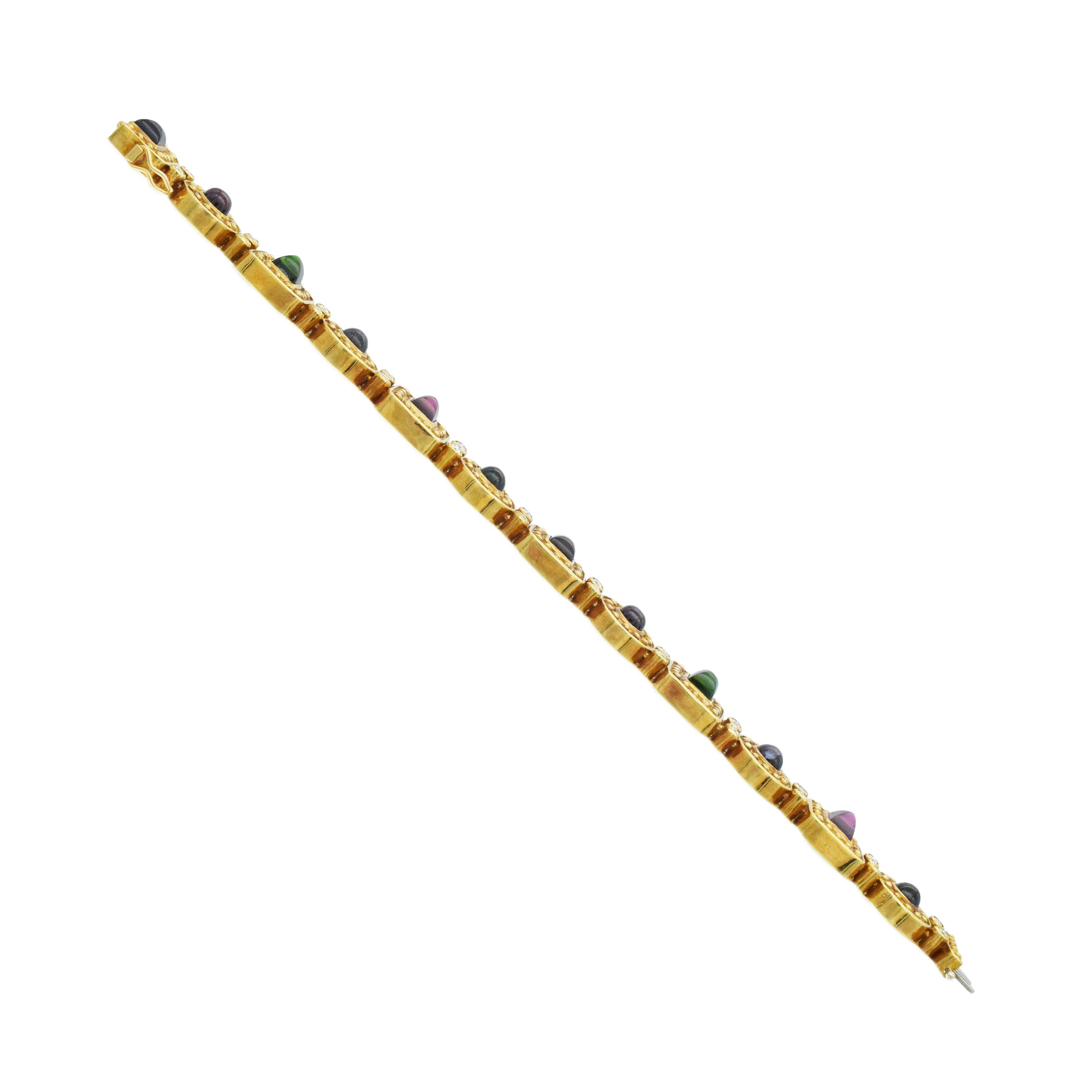 Multi-Gemstone And Diamond Bracelet In 18k Yellow Gold