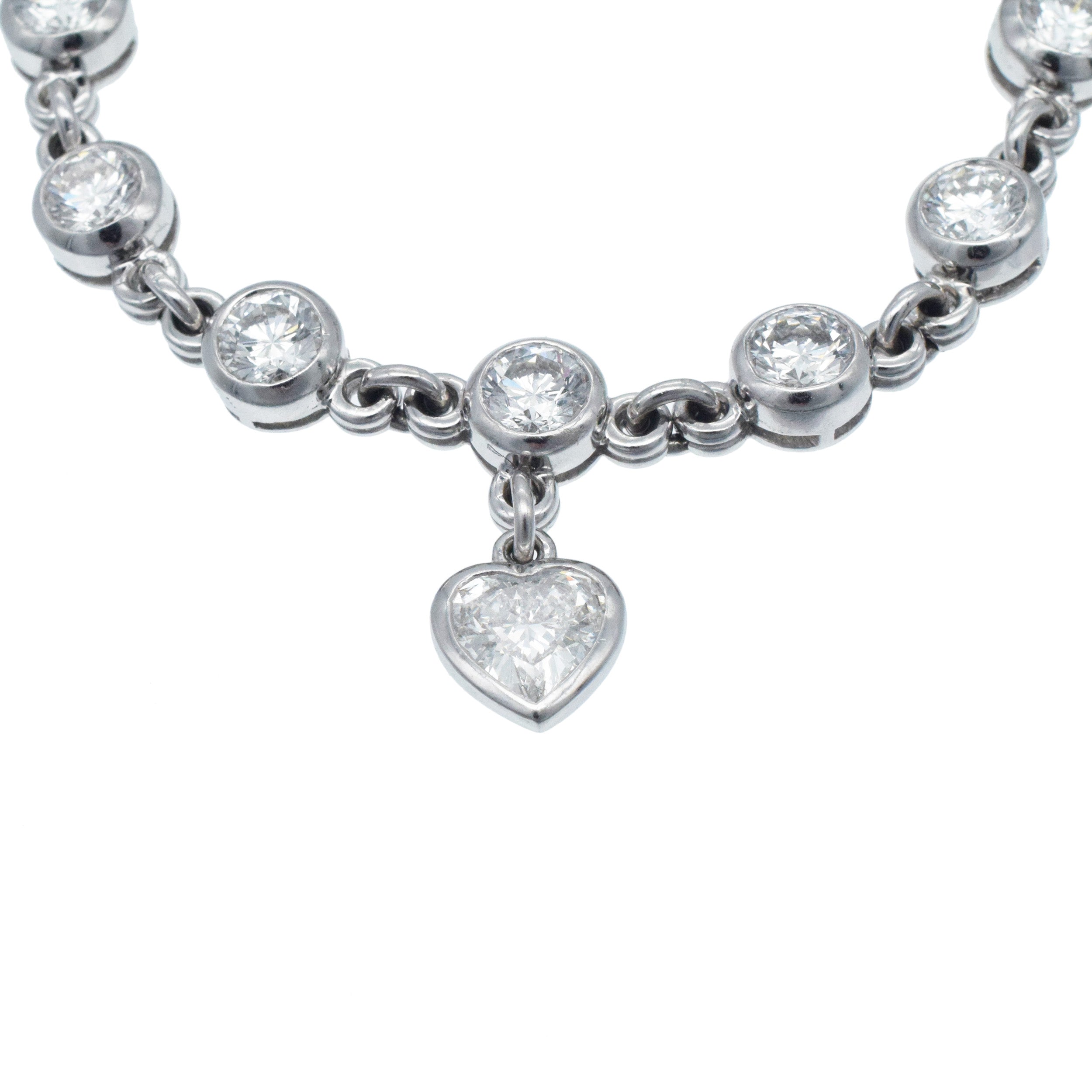 Graff Diamond Heart Charm Bracelet In Platinum