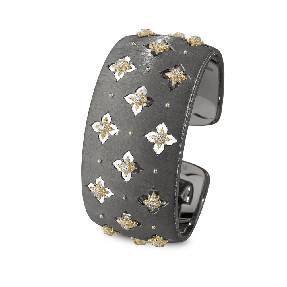 Buccellati 'Macri Giglio" Black Gold And Diamond Cuff Bracelet