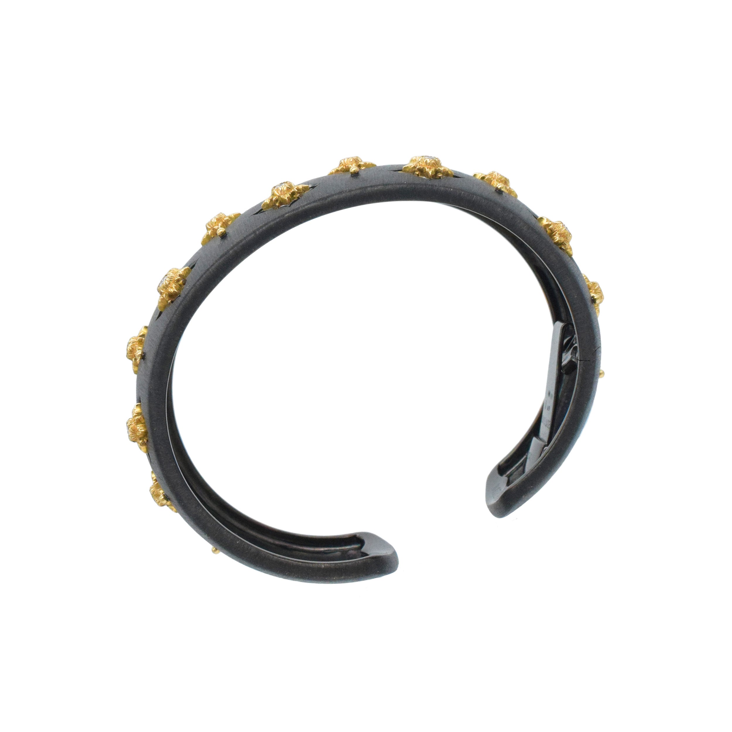 Buccellati 'Macri Giglio" Black Gold And Diamond Cuff Bracelet
