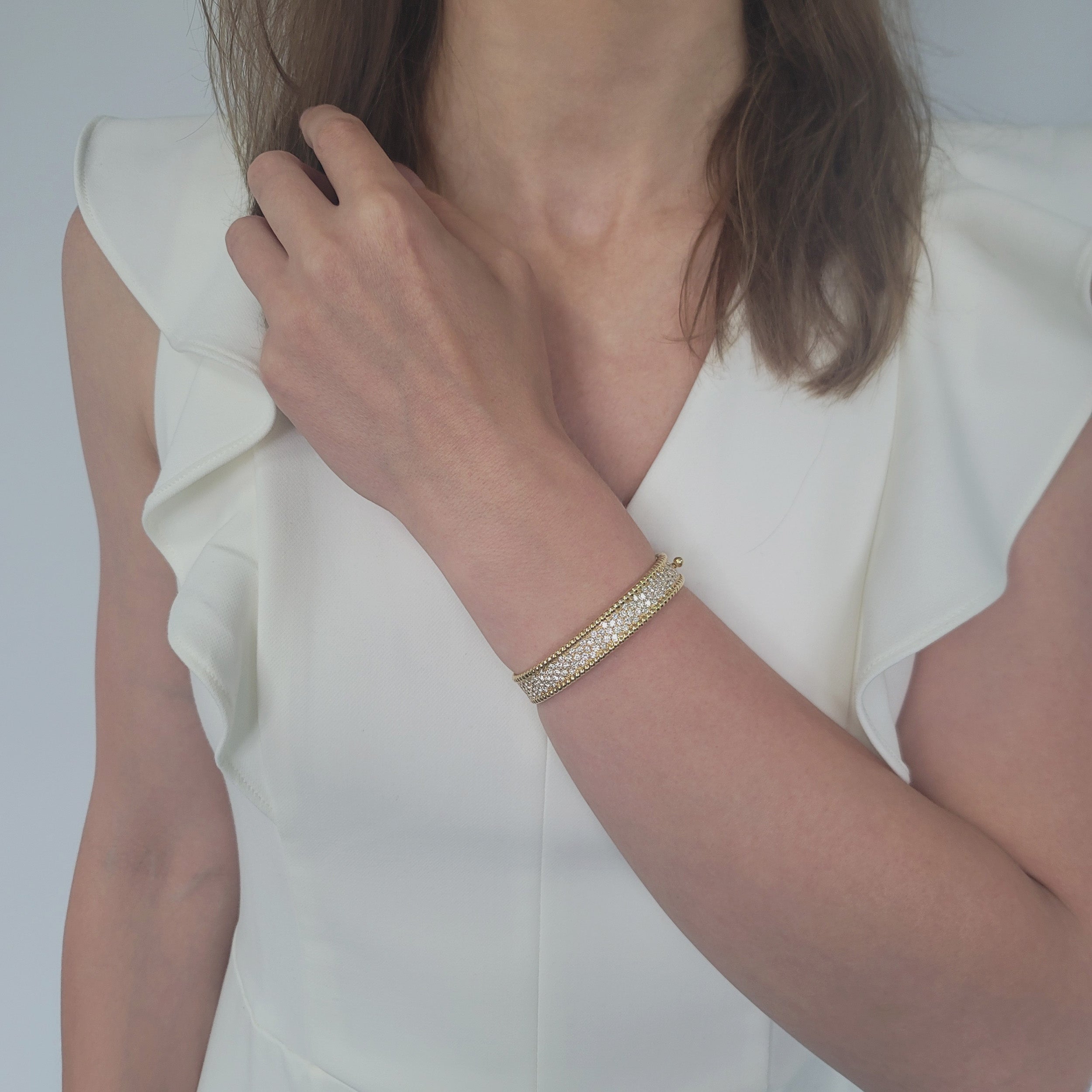 Van Cleef & Arpels Diamond Perlee Bracelet In 18k Yellow Gold