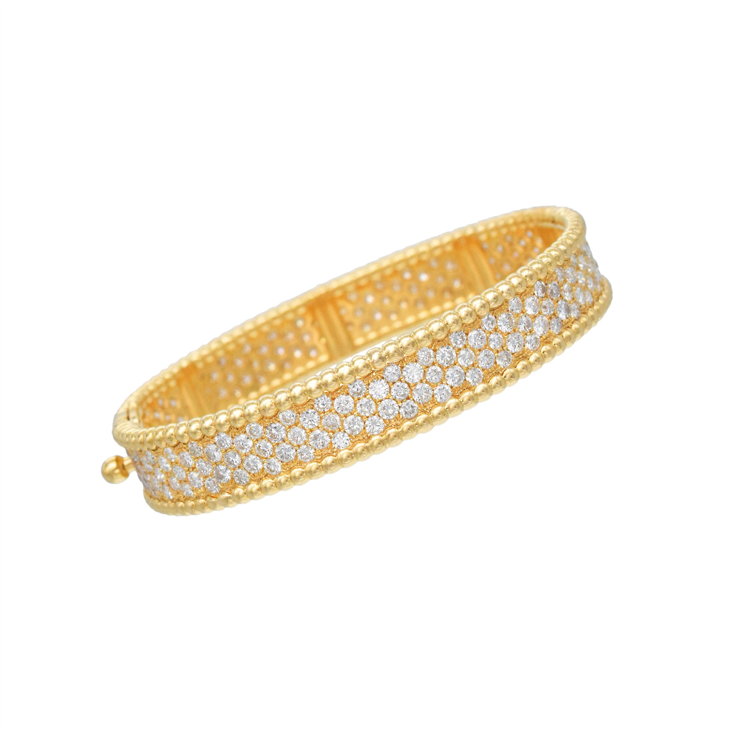 Van Cleef & Arpels Diamond Perlee Bracelet In 18k Yellow Gold