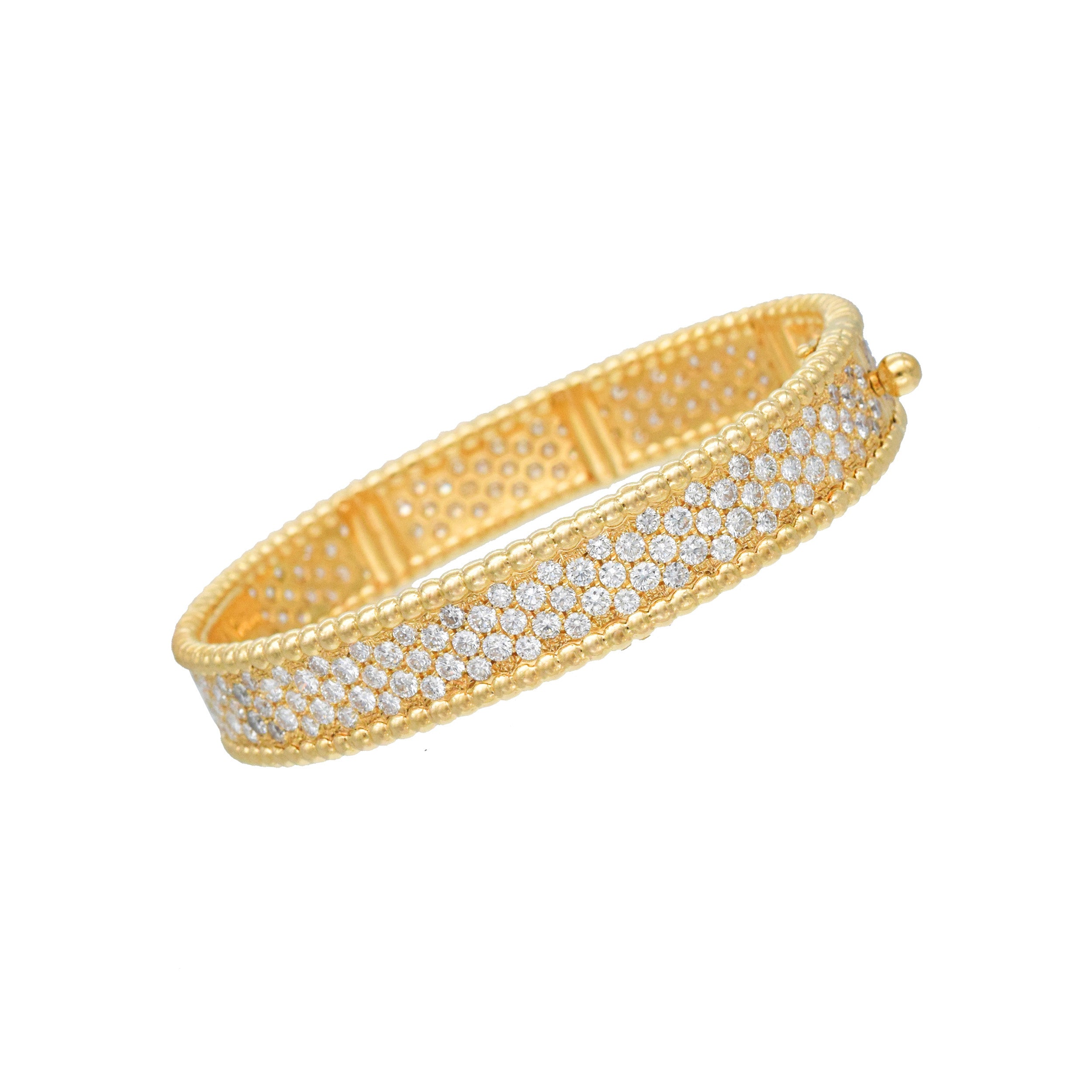 Van Cleef & Arpels Diamond Perlee Bracelet In 18k Yellow Gold