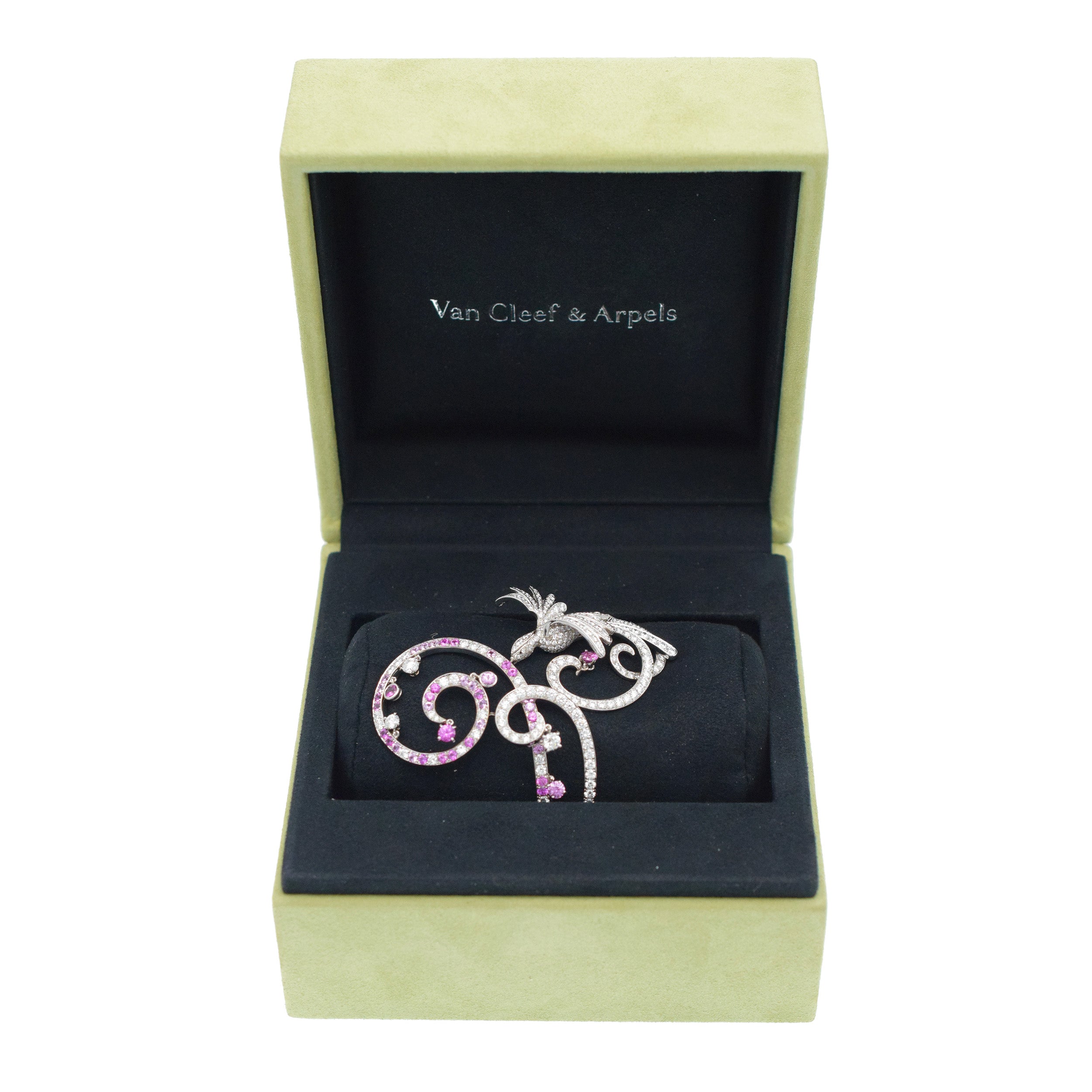 Van Cleef & Arpels 'Oiseaux De Paradis' Diamond And Pink Sapphire Bracelet In 18k White Gold