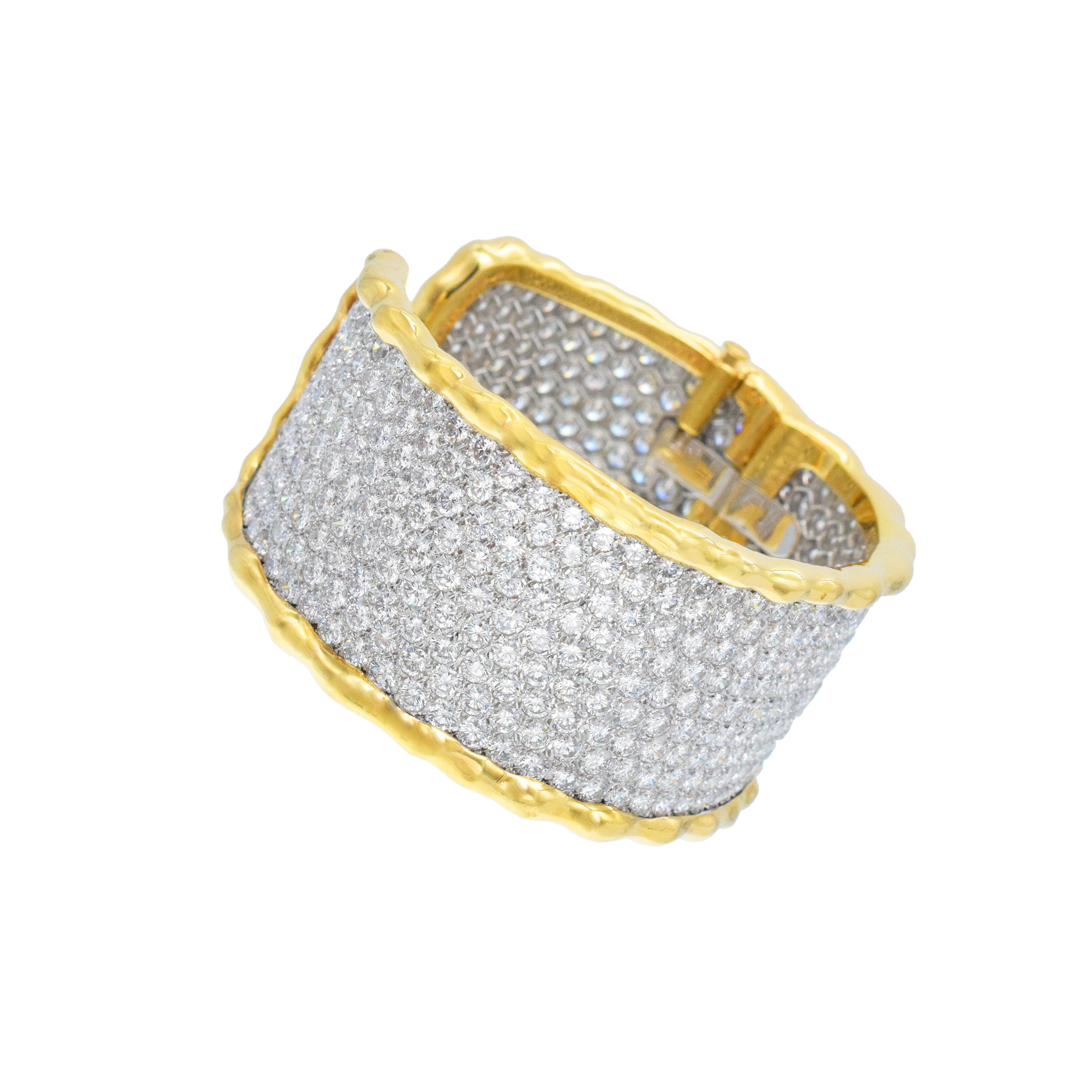 Van Cleef & Arpels Diamond Pave Bangle In 18k  White And Yellow Gold