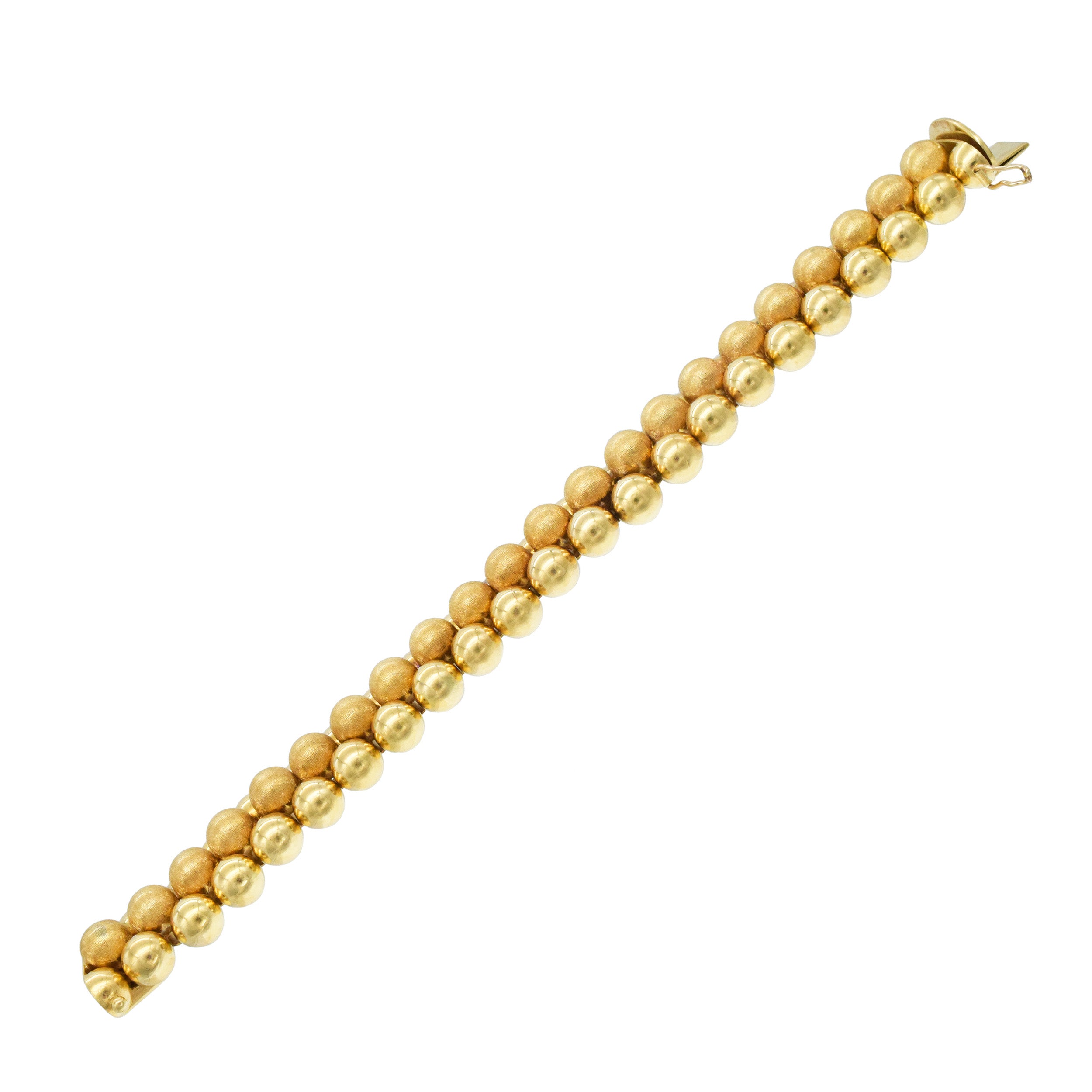 18k Yellow Gold Three - Row Textured Bead Bracelet