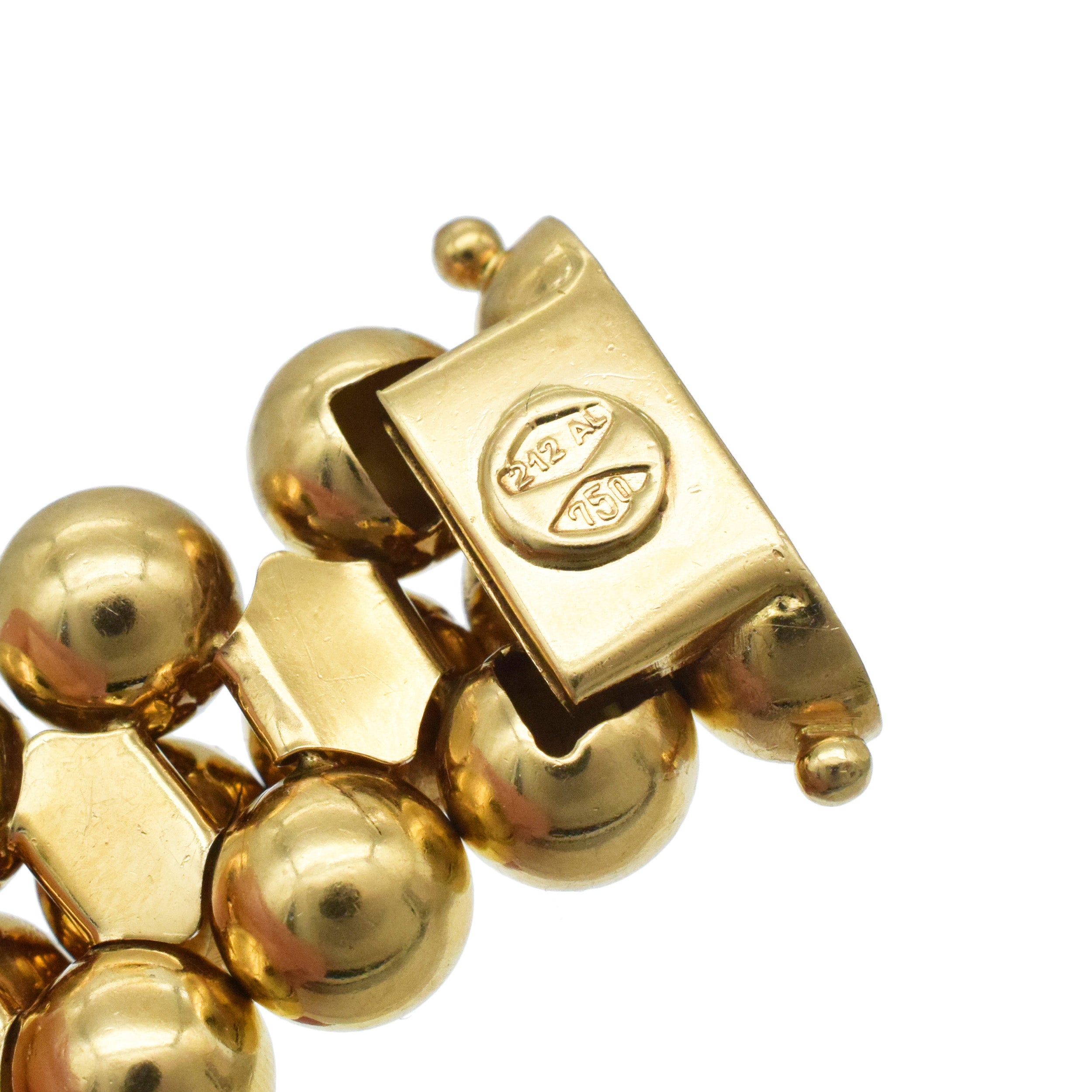 18k Yellow Gold Three - Row Textured Bead Bracelet