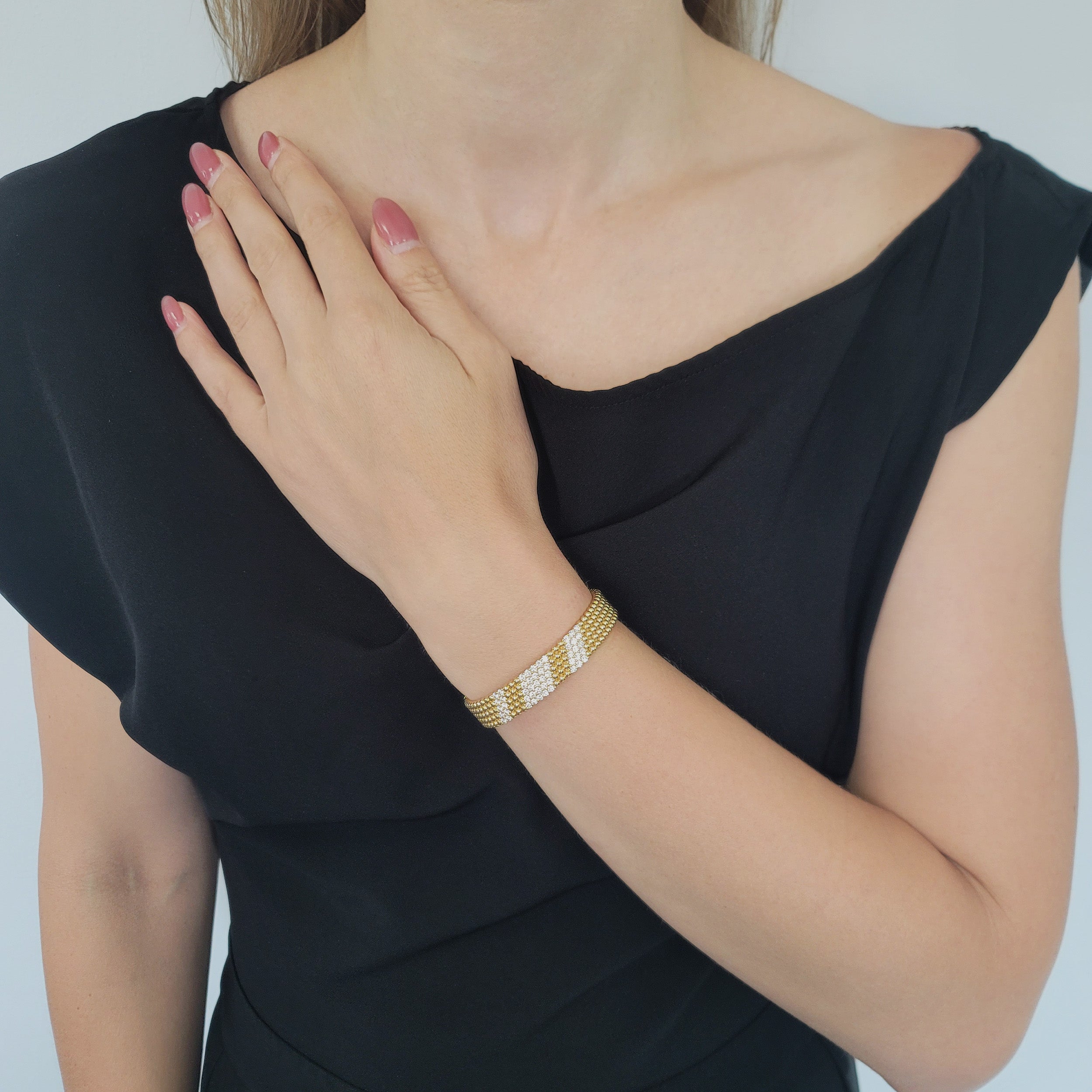 Van Cleef & Arpels Perlee 5-Row Diamond Bracelet In 18k Yellow Gold