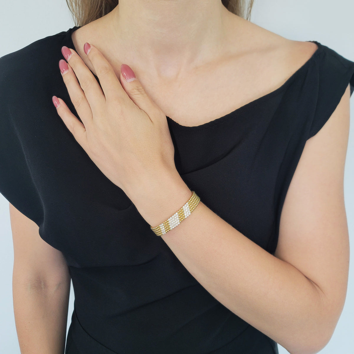 Van Cleef & Arpels Perlee 5-Row Diamond Bracelet In 18k Yellow Gold