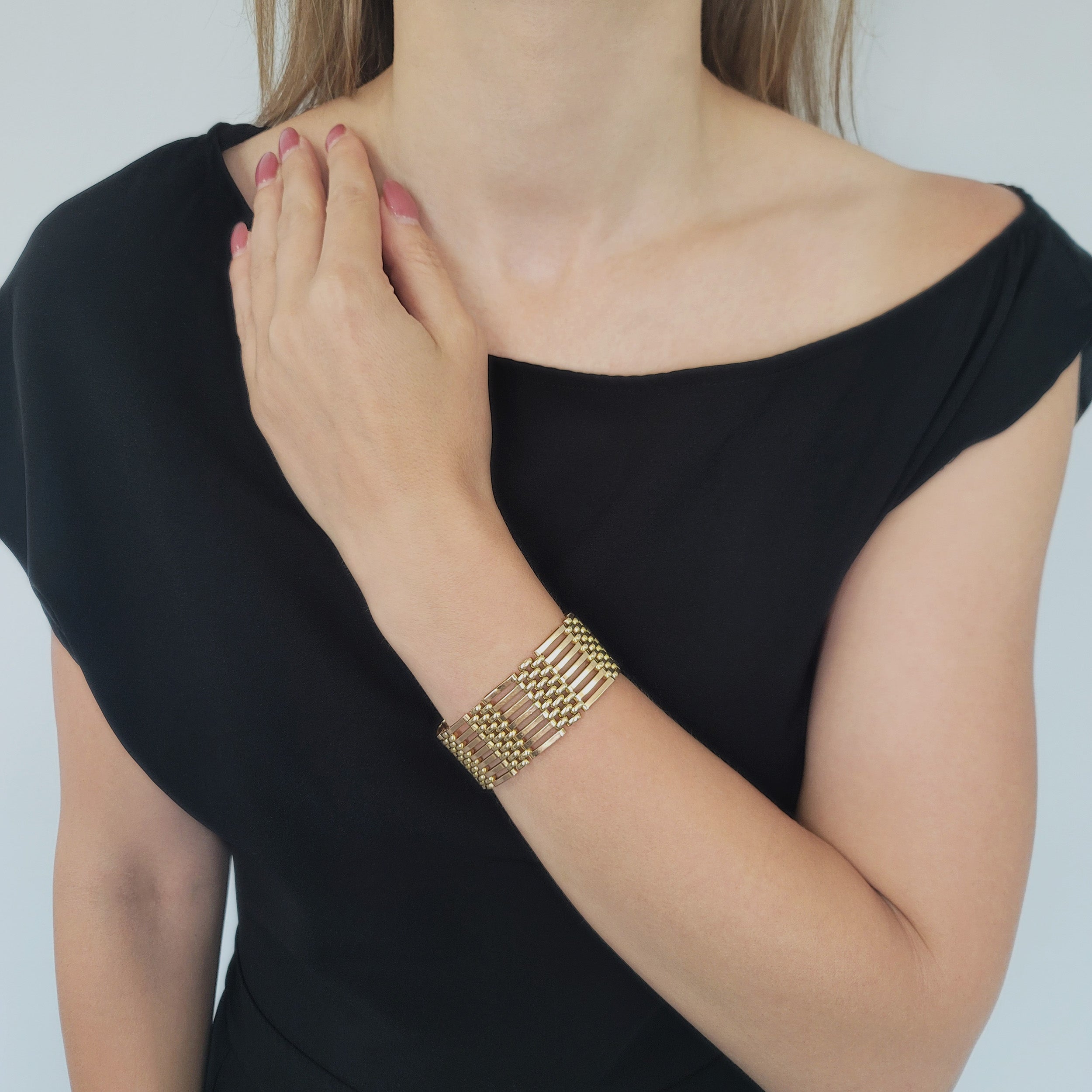 Walter Lampl Retro multi row bracelet in 14k two tone gold