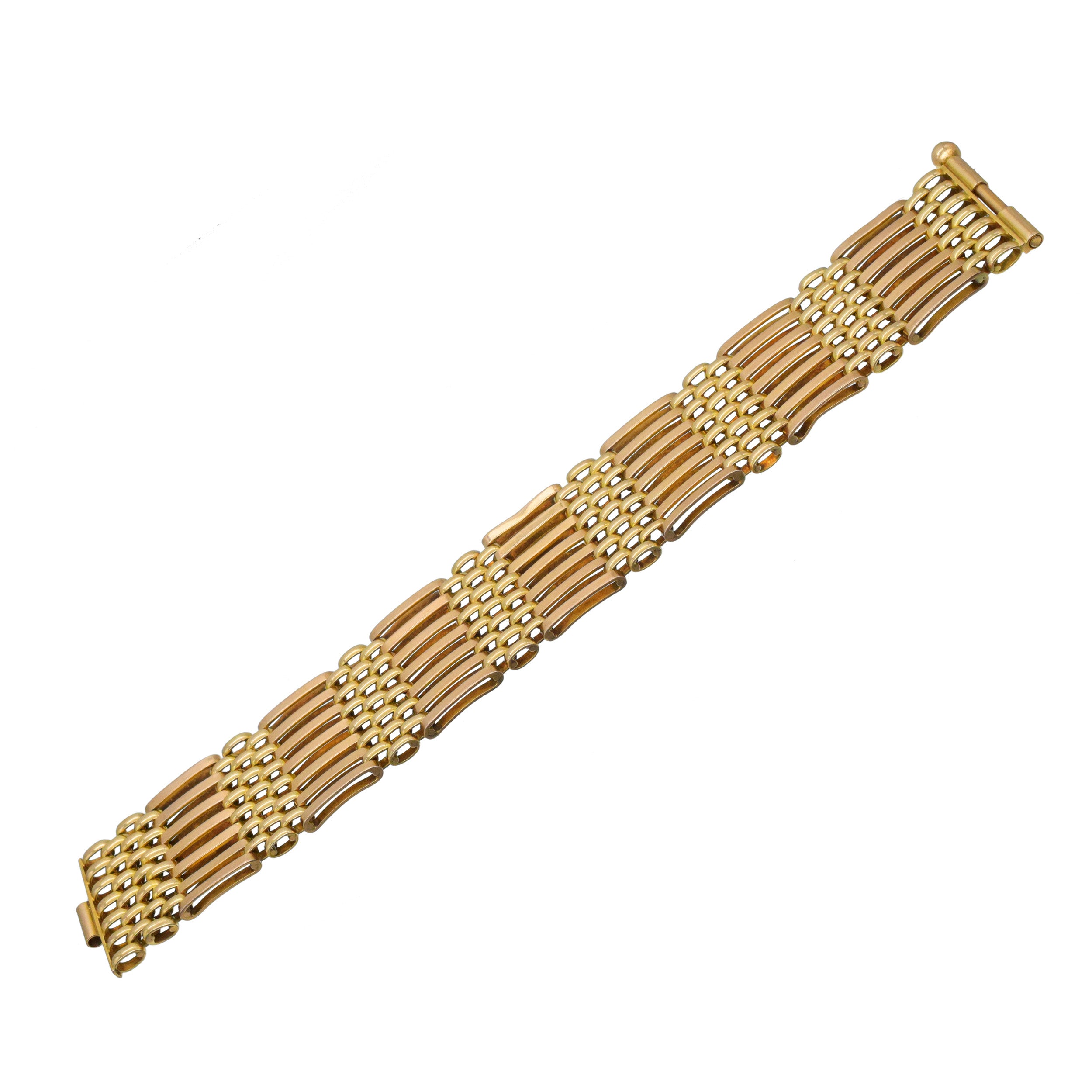 Walter Lampl Retro multi row bracelet in 14k two tone gold