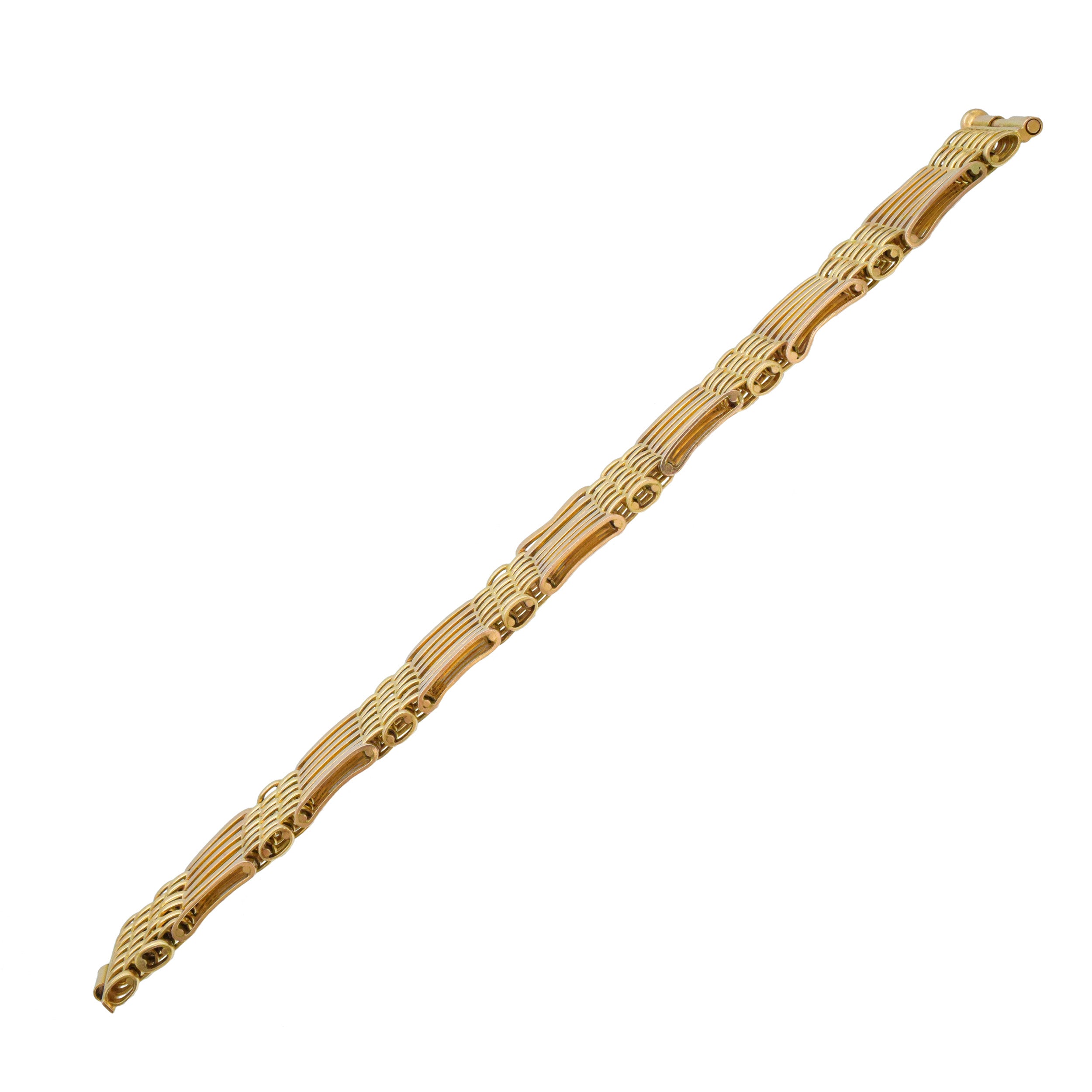 Walter Lampl Retro multi row bracelet in 14k two tone gold