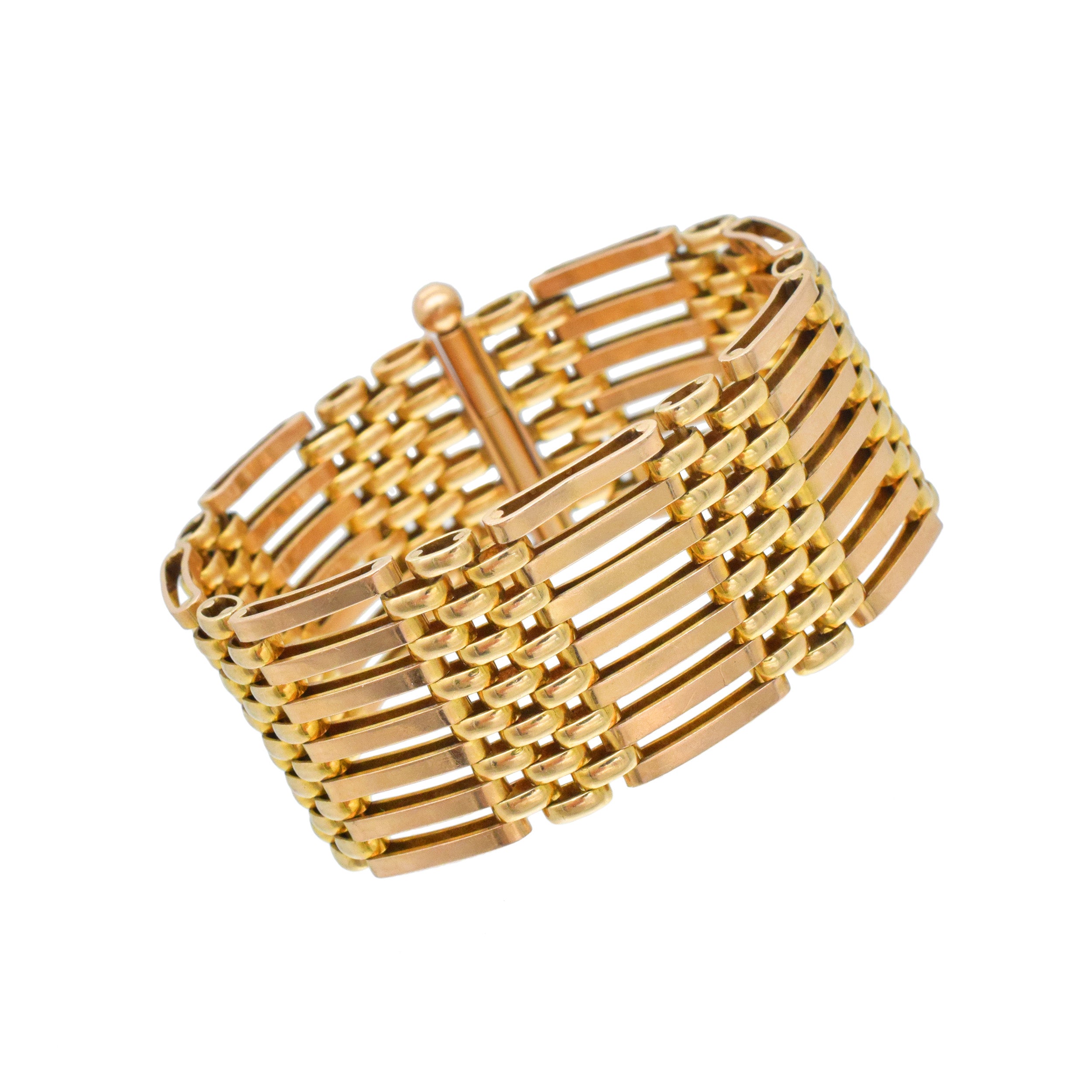 Walter Lampl Retro multi row bracelet in 14k two tone gold