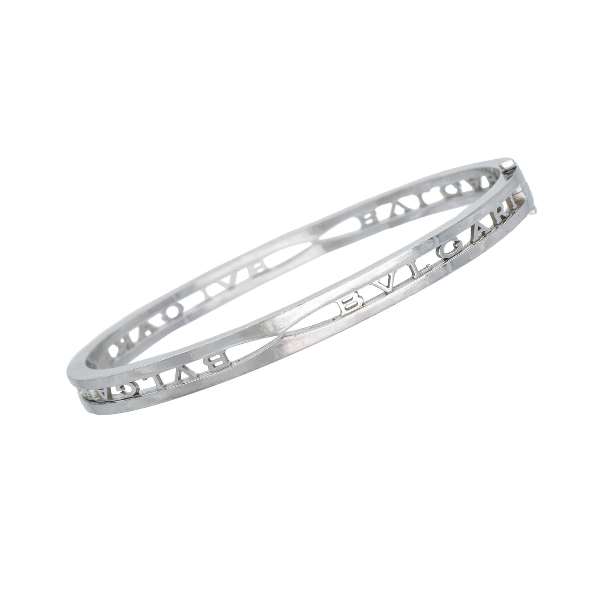 Bulgari B. Zero 1 Openwork Bangle Bracelet In 18k White Gold - Size Small