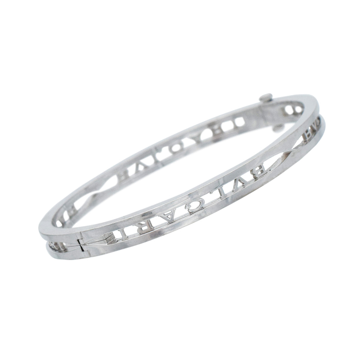 Bulgari B. Zero 1 Openwork Bangle Bracelet In 18k White Gold - Size Small