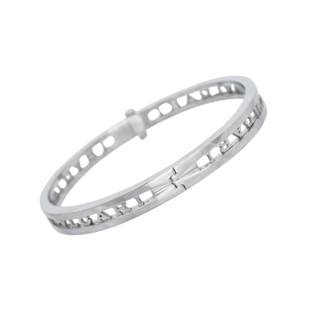 Bulgari B. Zero 1 Openwork Bangle Bracelet In 18k White Gold - Size Small
