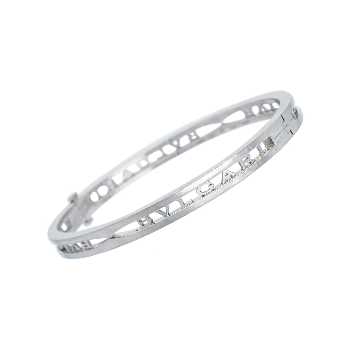 Bulgari B. Zero 1 Openwork Bangle Bracelet In 18k White Gold - Size Small