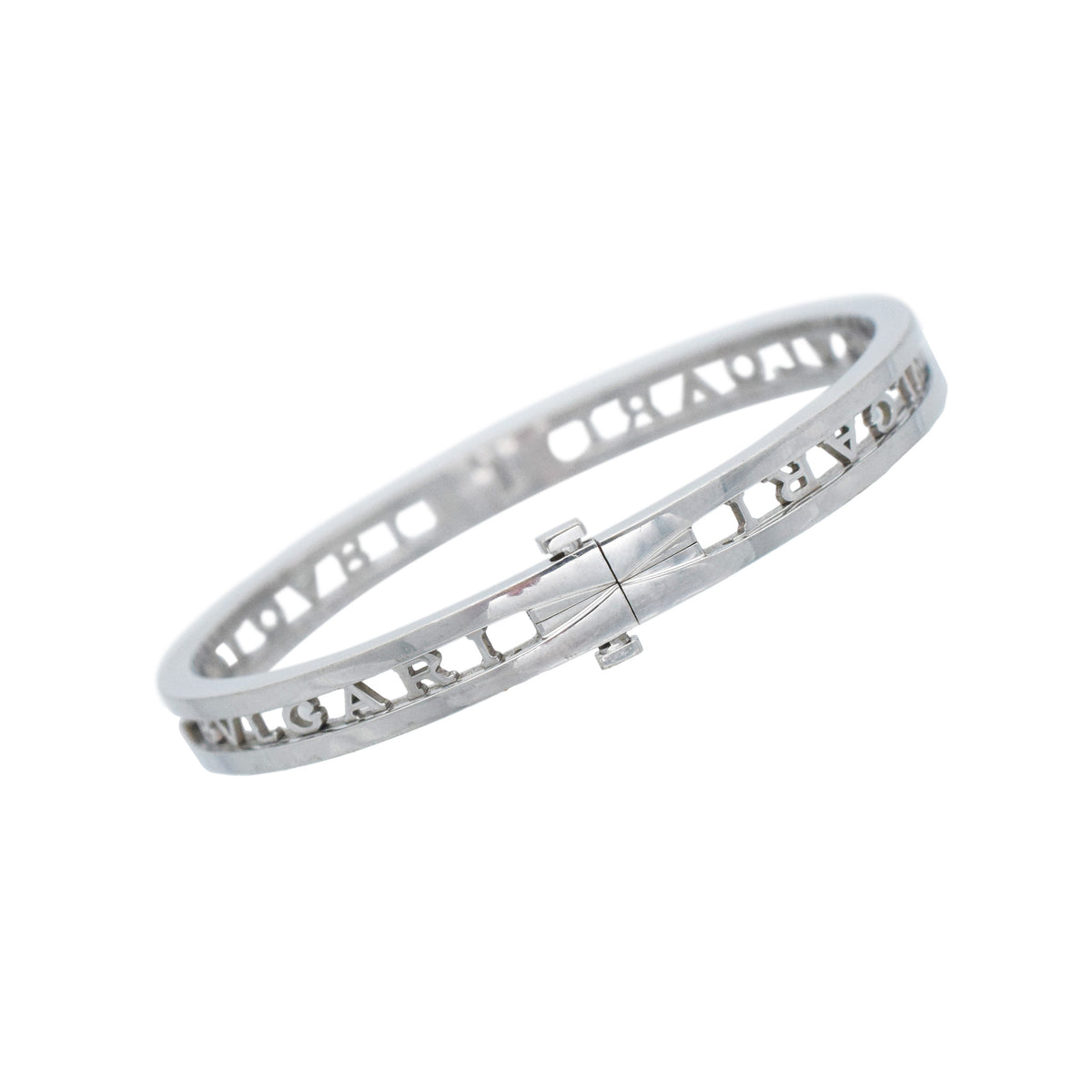 Bulgari B. Zero 1 Openwork Bangle Bracelet In 18k White Gold - Size Small