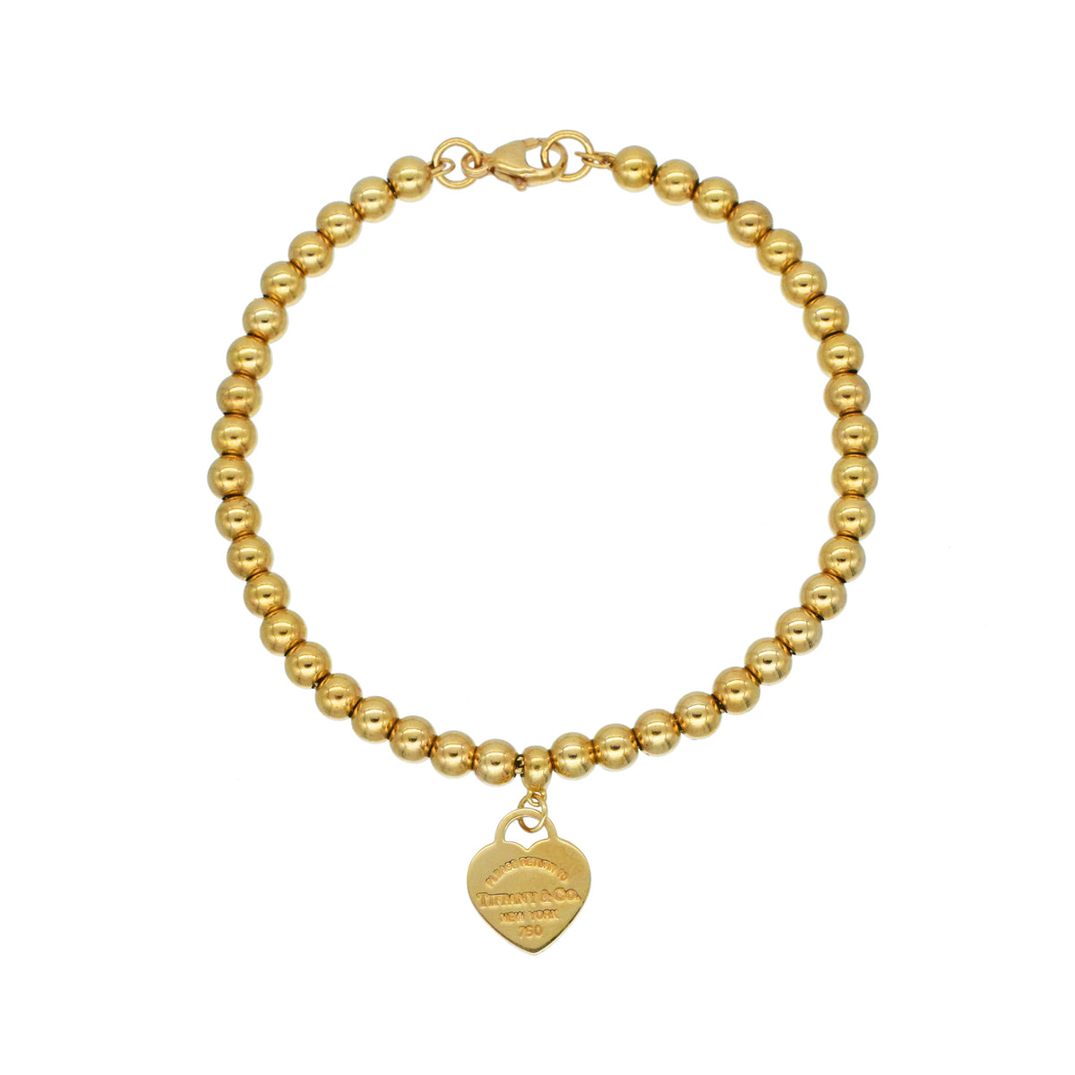 Tiffany & Co. Heart tag bead bracelet in 18k yellow gold