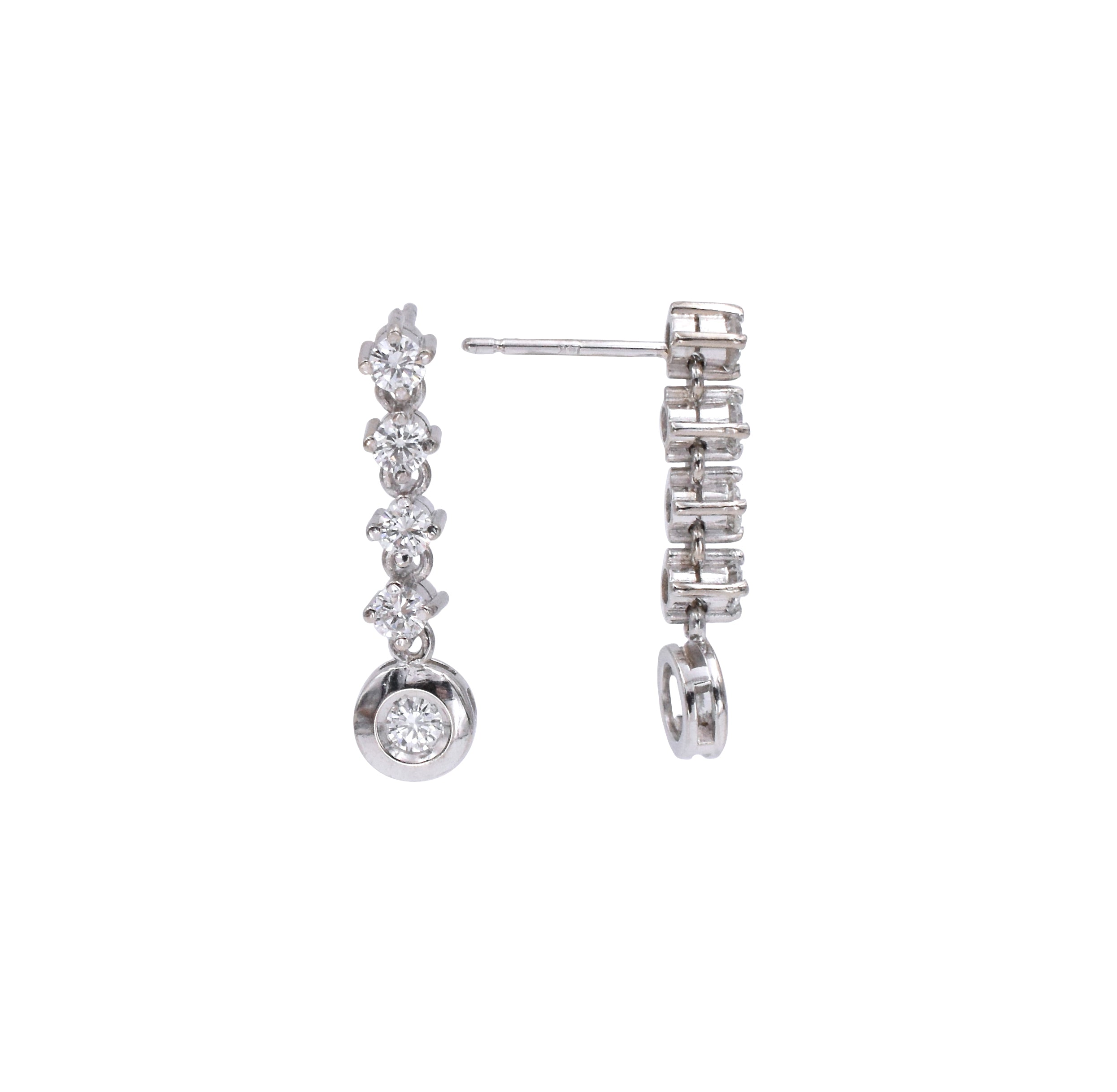 0.84ct Diamond drop earrings in 14k white gold