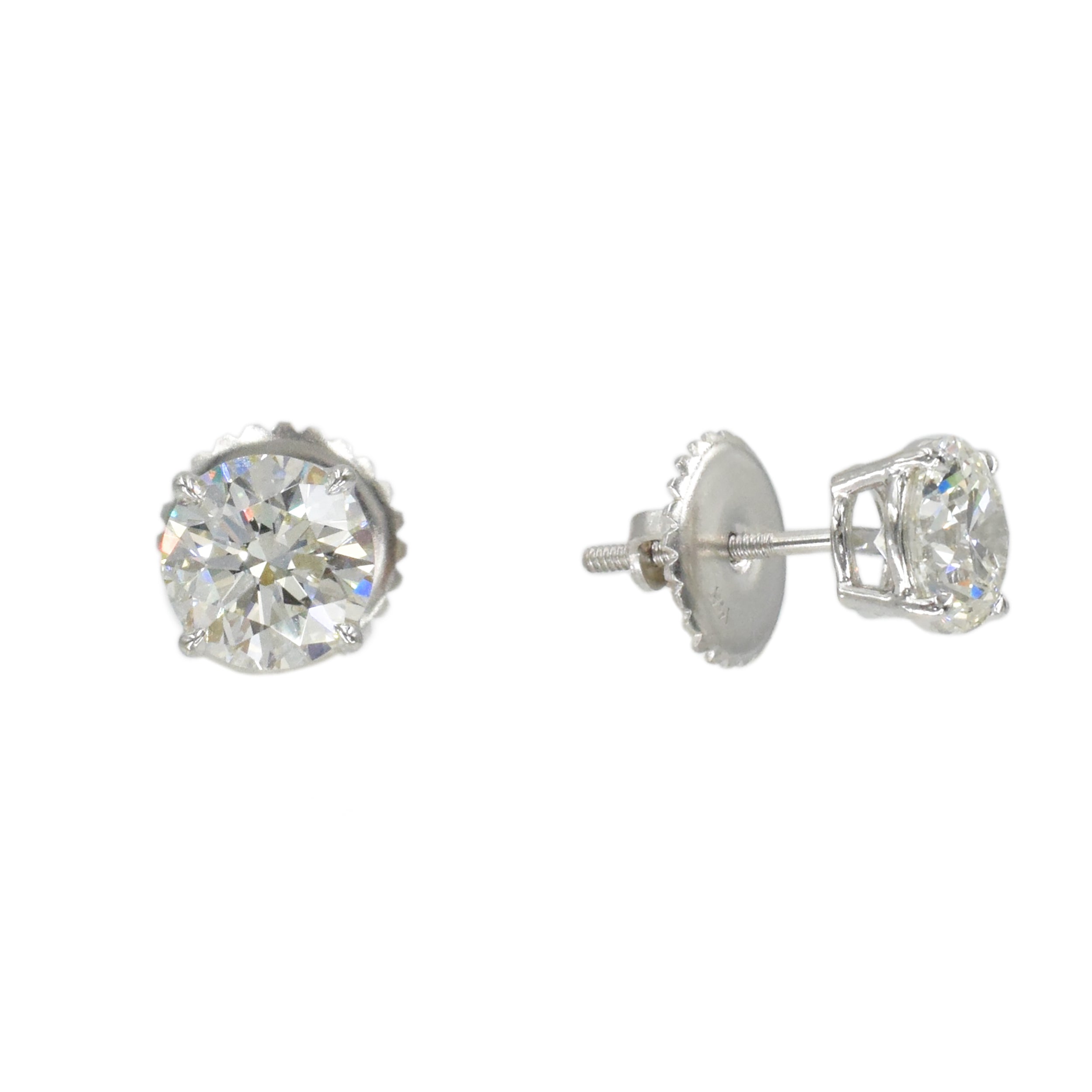2.65tcw GIA Certified Dimond Stud Earrings In 14k White Gold