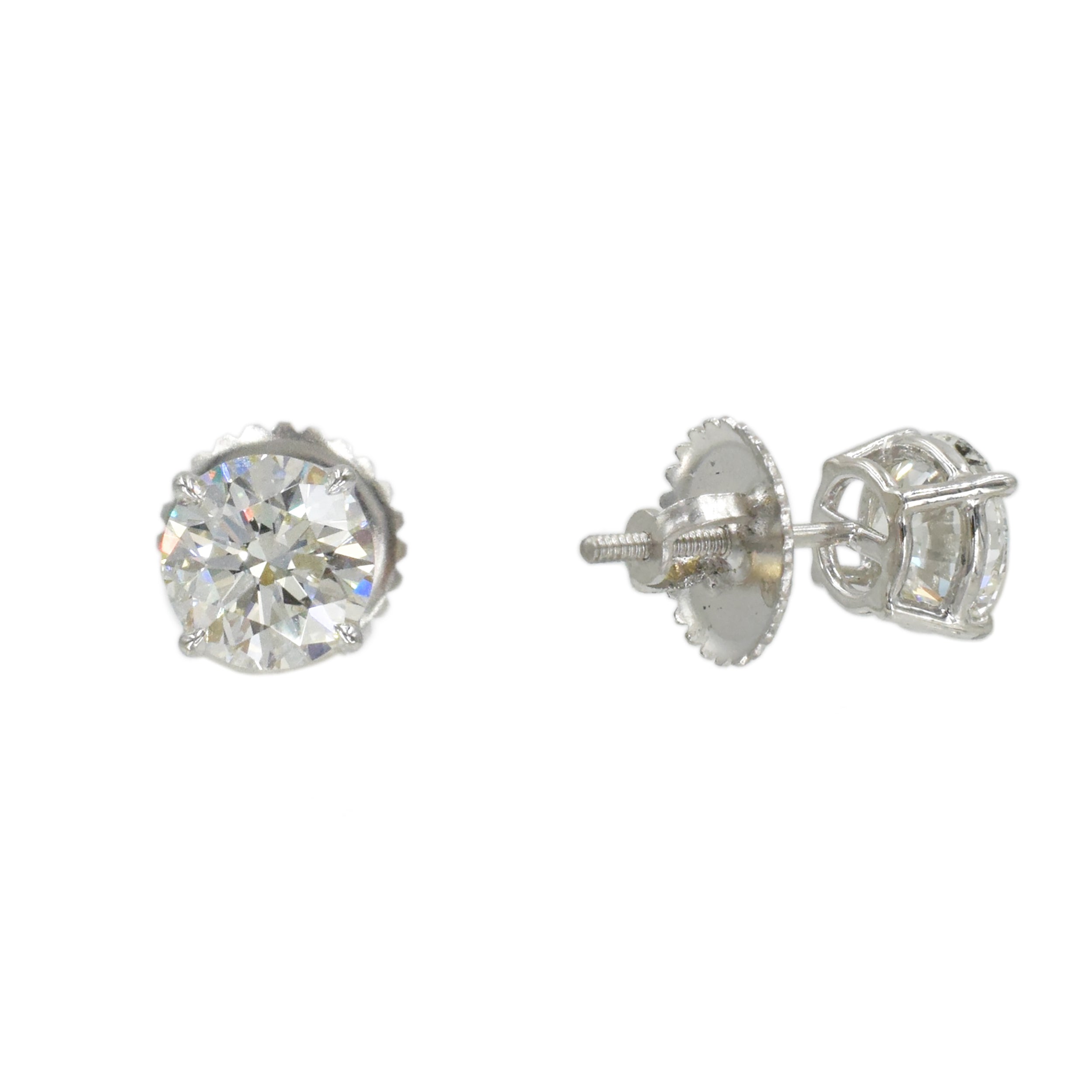 2.65tcw GIA Certified Dimond Stud Earrings In 14k White Gold