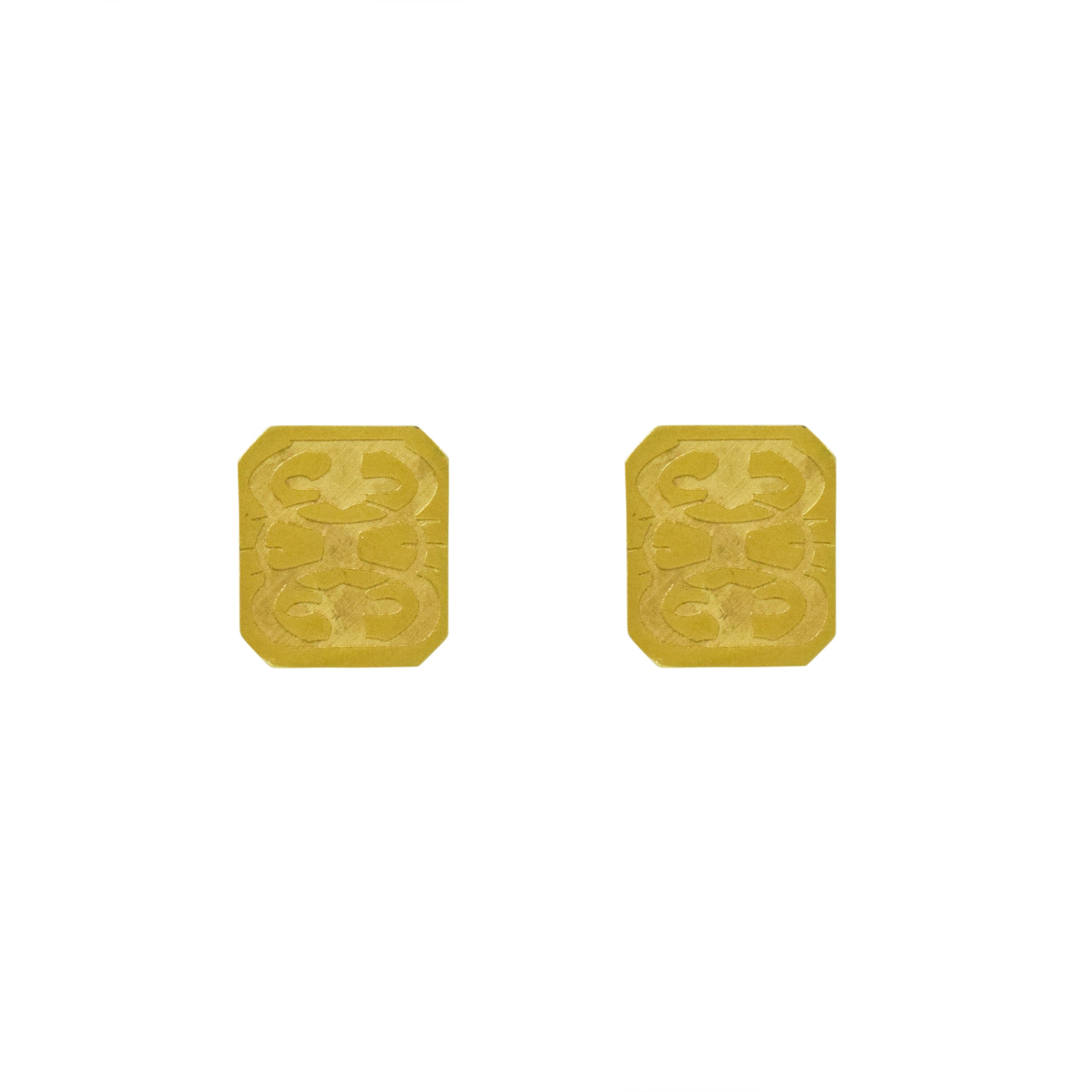 Youmna rectangular design stud earrings in 18k yellow gold