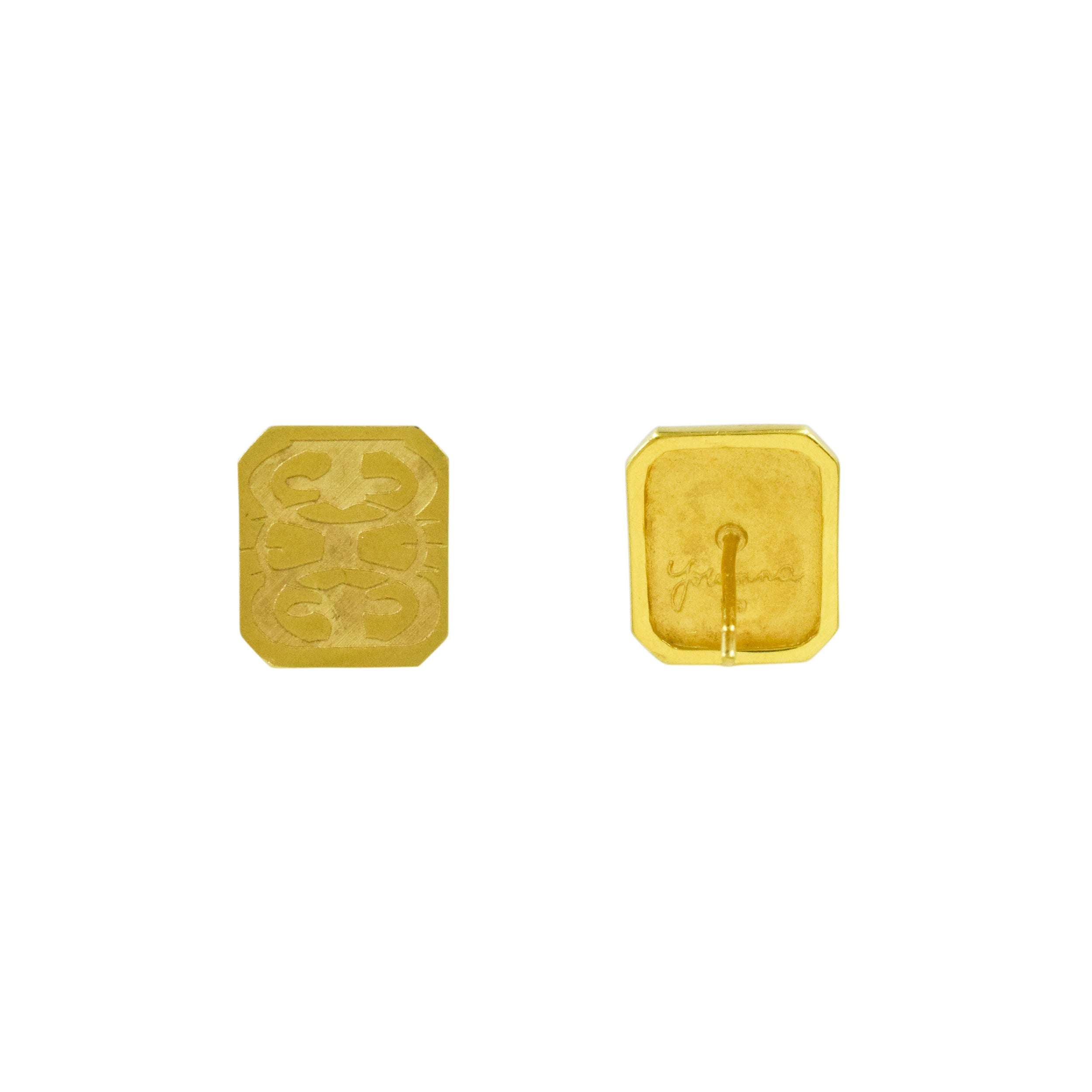 Youmna rectangular design stud earrings in 18k yellow gold
