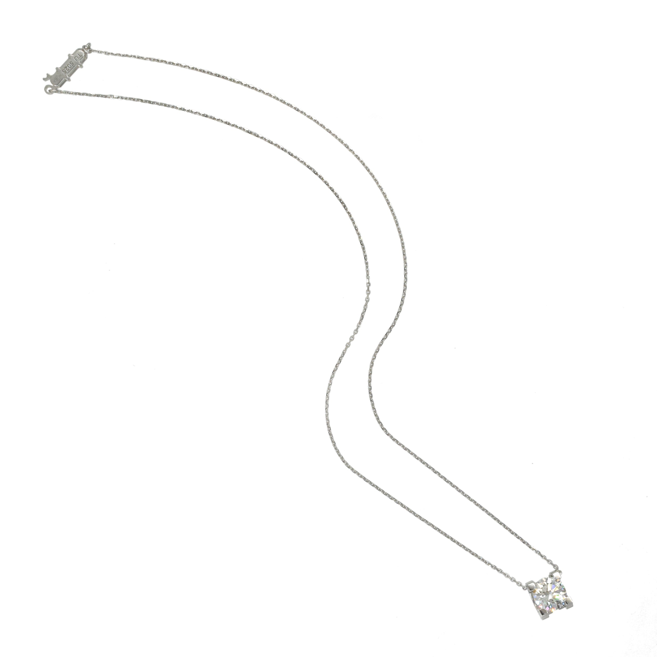 C de Cartier signature setting diamond solitaire necklace