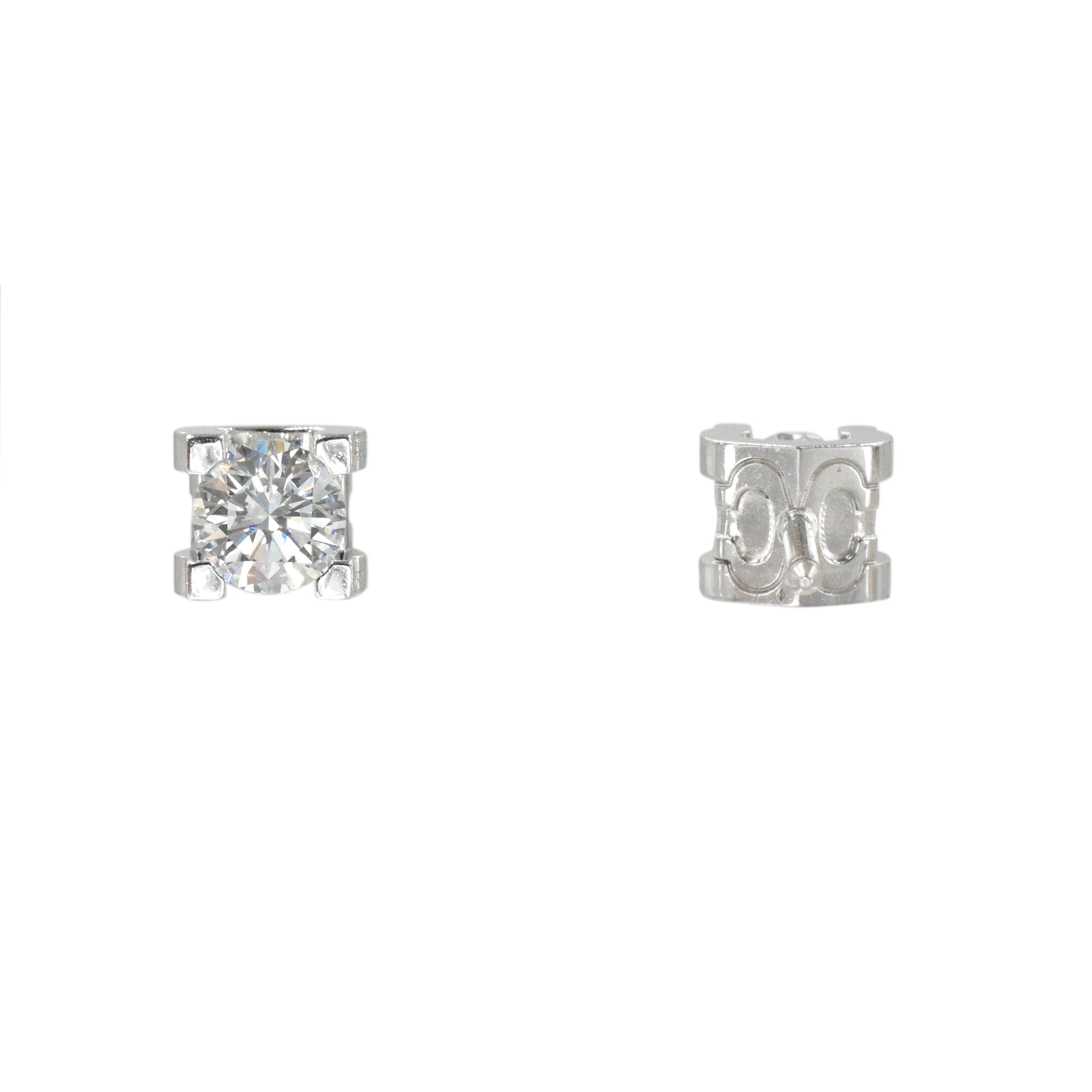 C de Cartier Signature Setting Diamond Studs In 18k White Gold